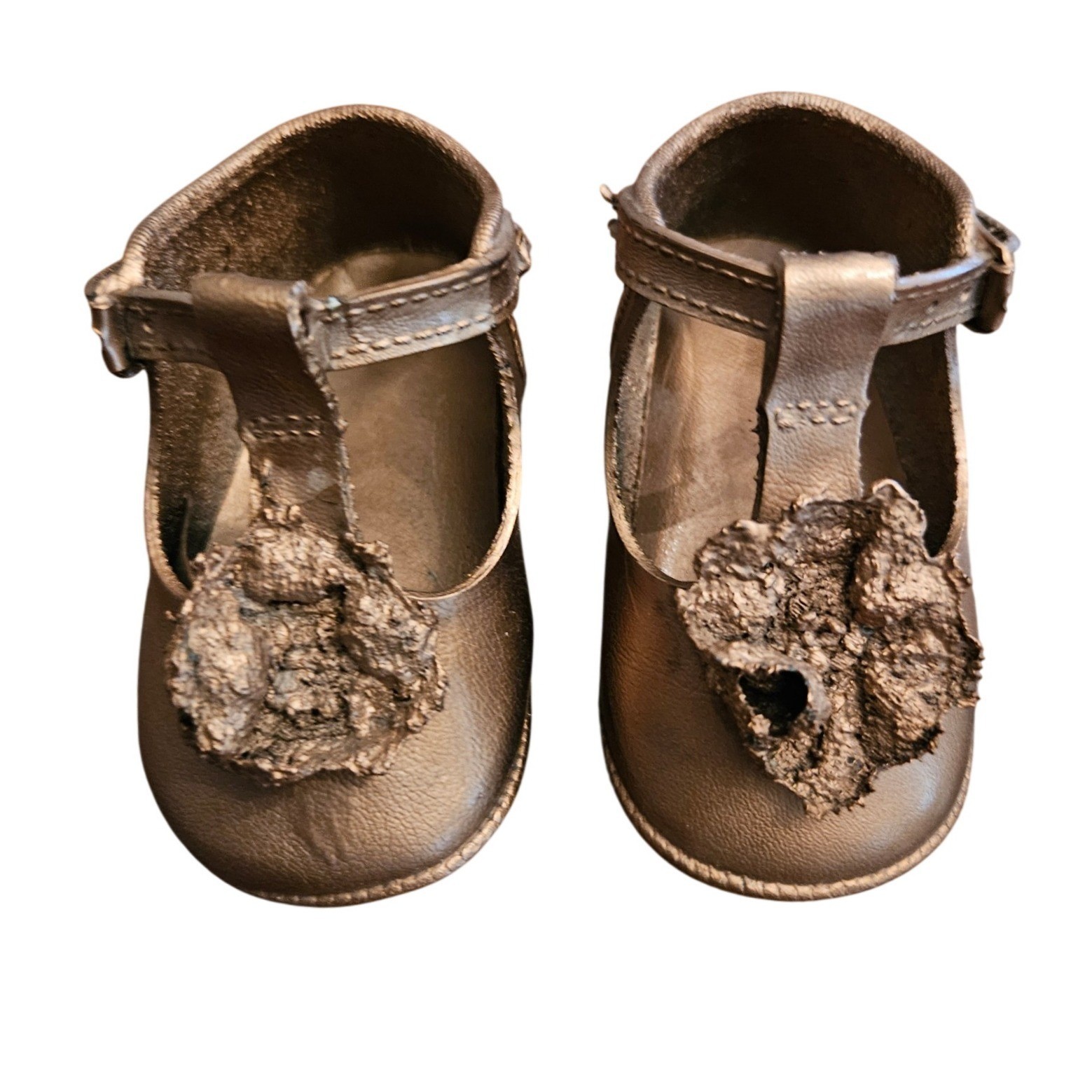 Decor Bronze Dipped Keepsake Baby Shoes Mary Jane Nursery Vintage antique