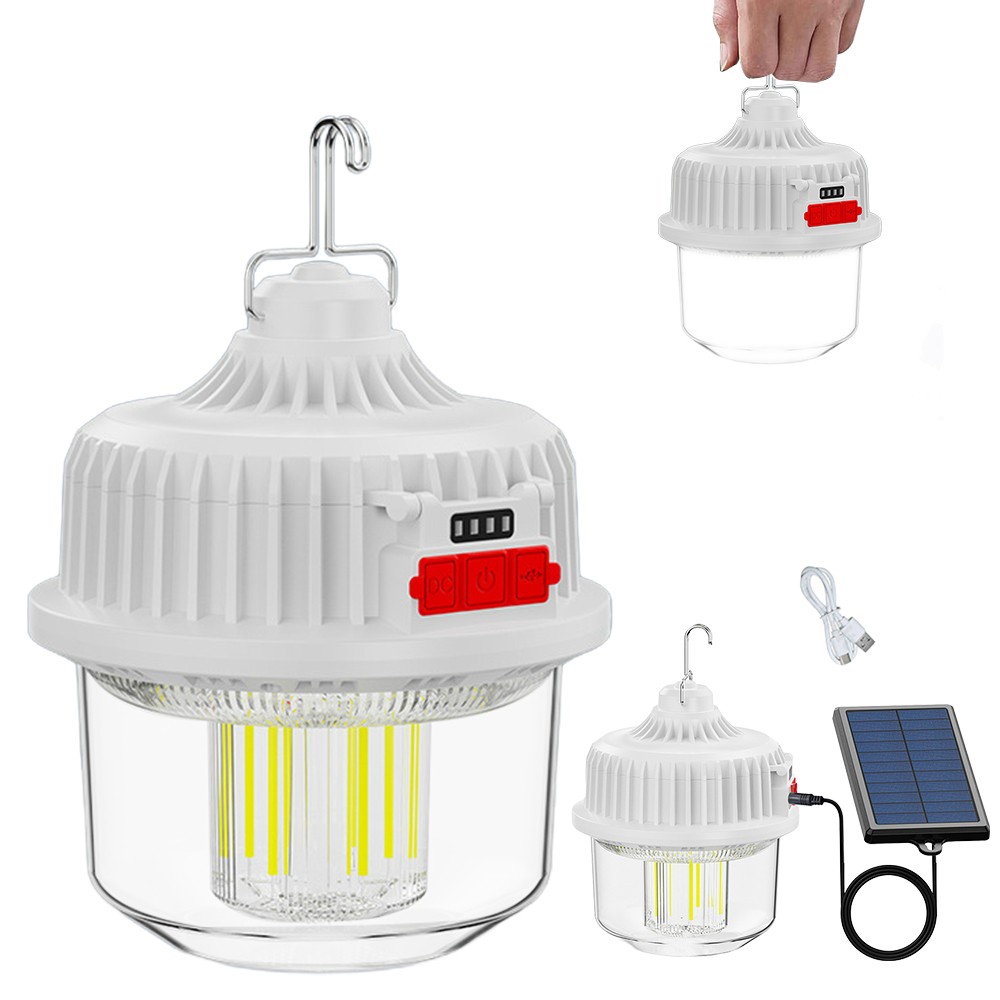 Solar Camping LED Lamp USB Rechargeable Tent Light Outdoor Hiking Flashlight