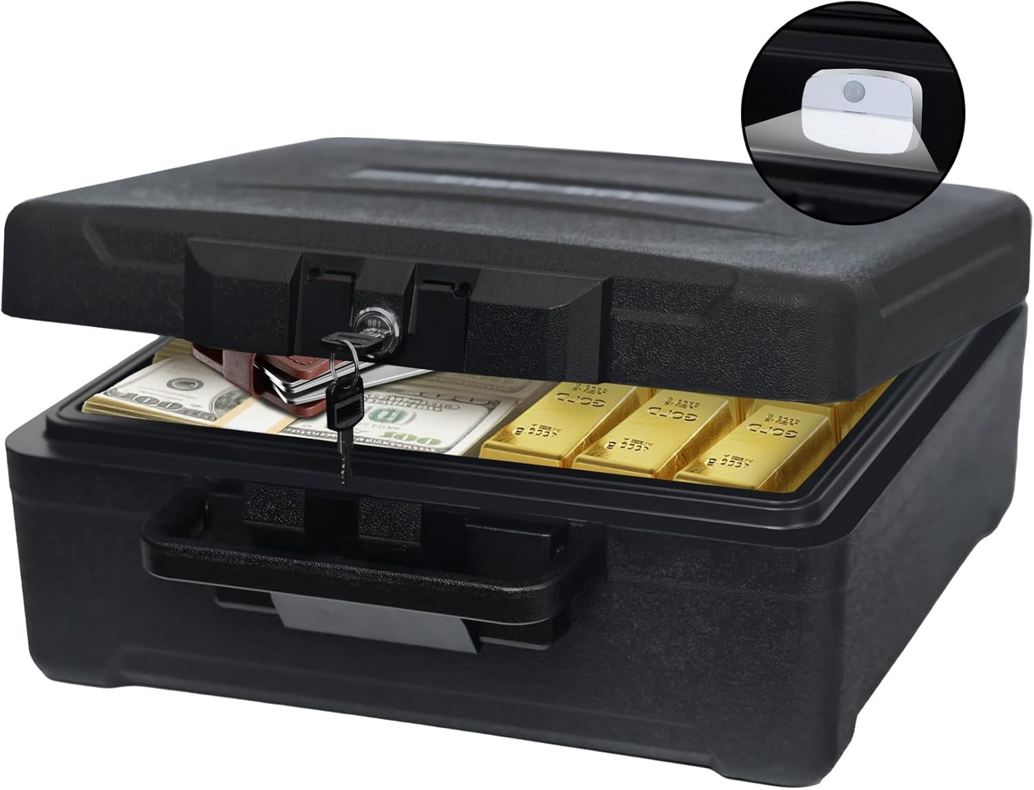 Fireproof Document Box with Key Lock – Large Portable Fire Safe for Home