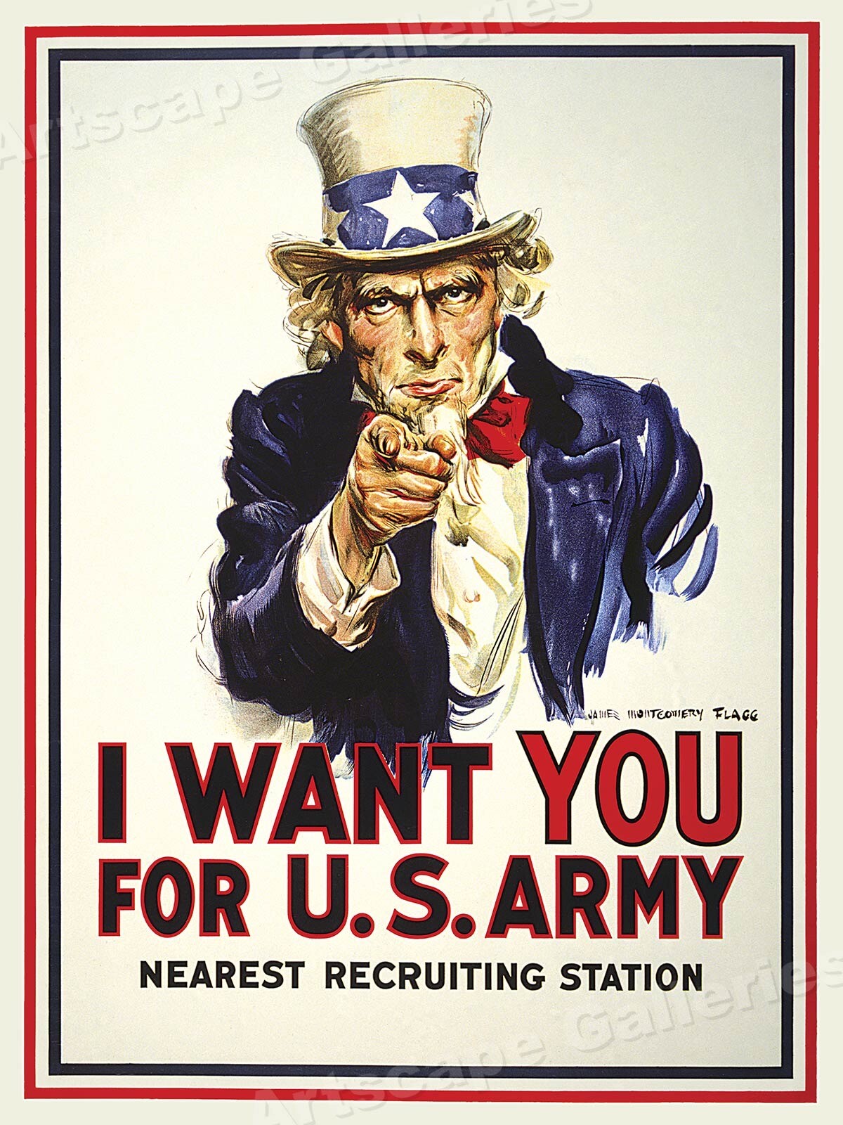 1917 "I Want You For U.S. Army" Uncle Sam Enlistment Poster - 20x28