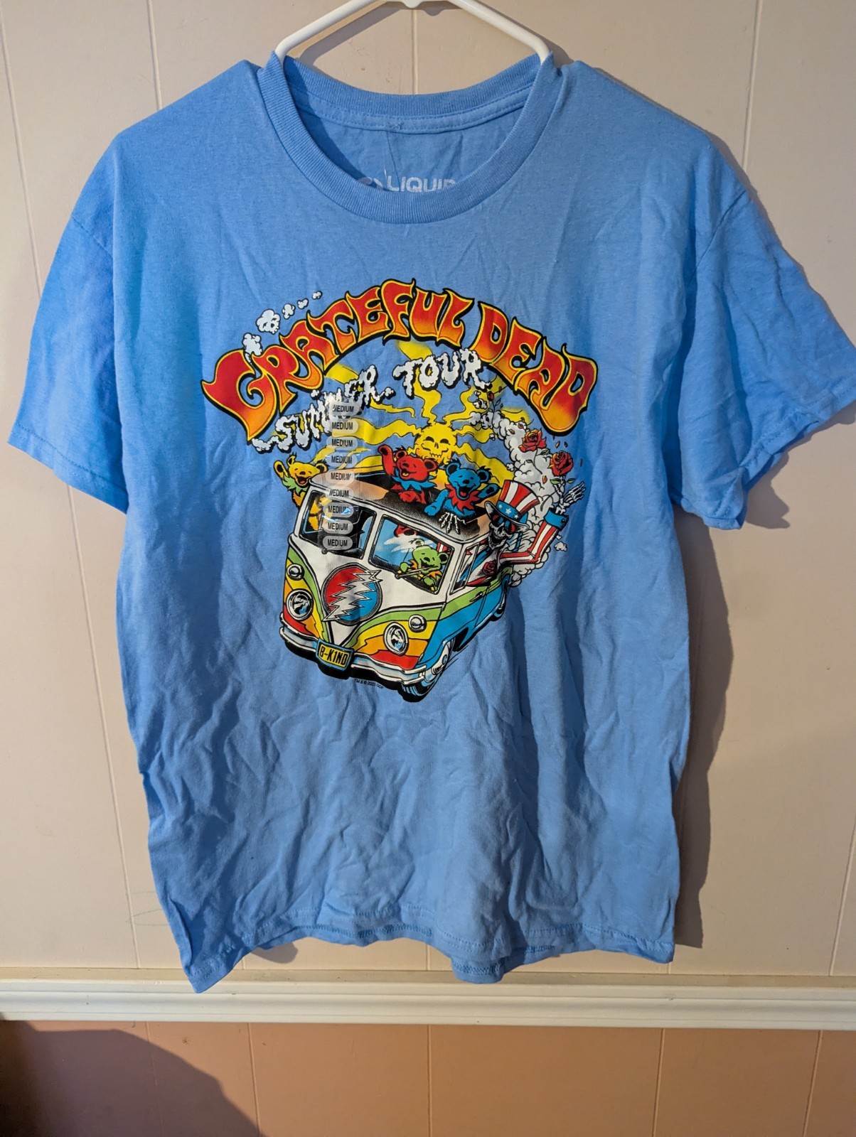 GRATEFUL DEAD SUMMER TOUR Dancing Bears Deadhead Van Blue T-Shirt Medium Cotton
