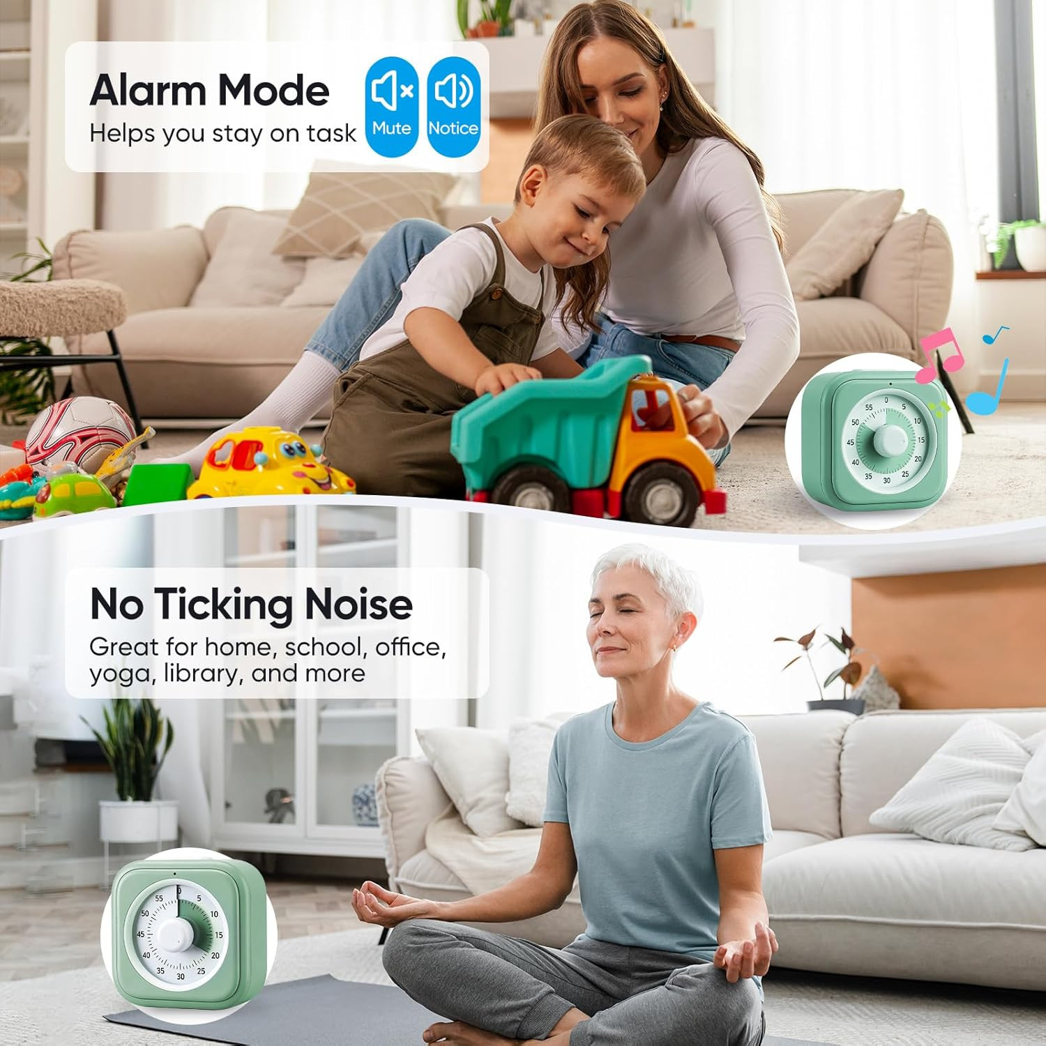 60 Minute Visual Timer for Kids, Silent Countdown Clock, Time Management Tool...