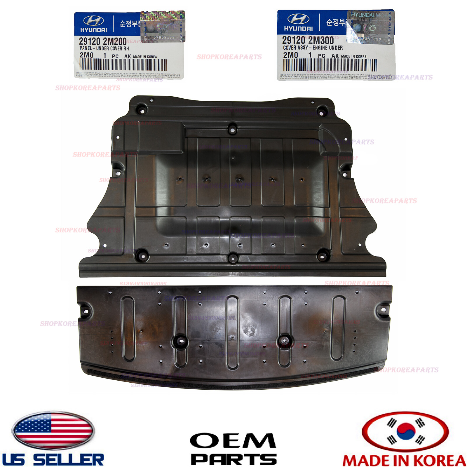 Genuine OEM Engine Under Cover Splash Shield Set 2pcs 2013–17 Genesis Coupe 3.8L
