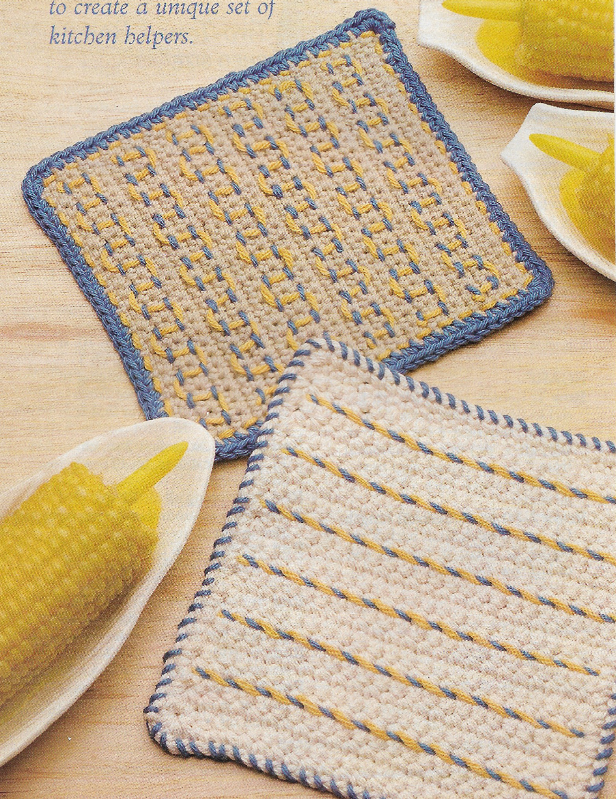 2 Hot Pads crochet pattern instructions