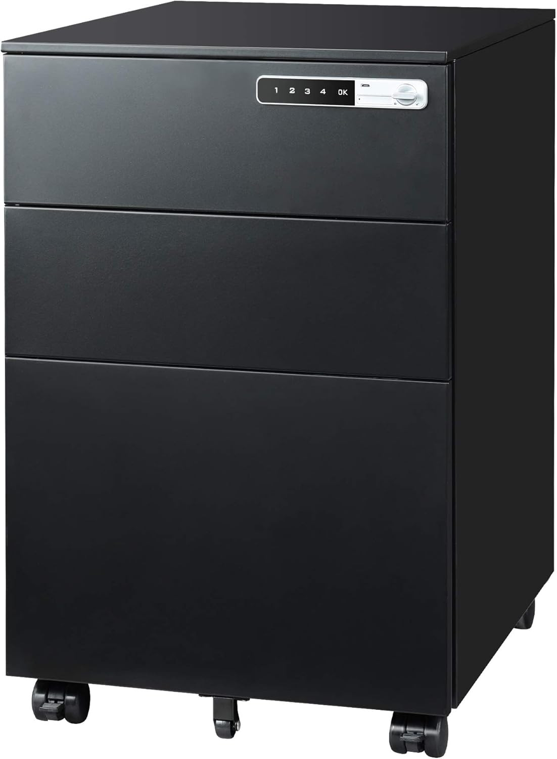 DEVAISE 3 Drawer File Cabinet with Combination Lock, Fully Assembled Metal Filli