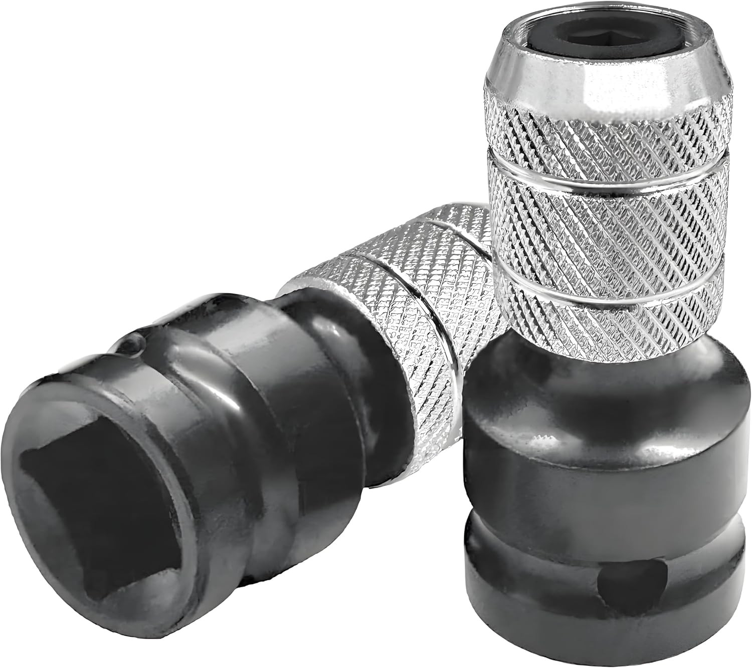 2 Pcs 1/2 In Square Drive to 1/4 Inch Hex Female Socket Adapter Converter Chuck