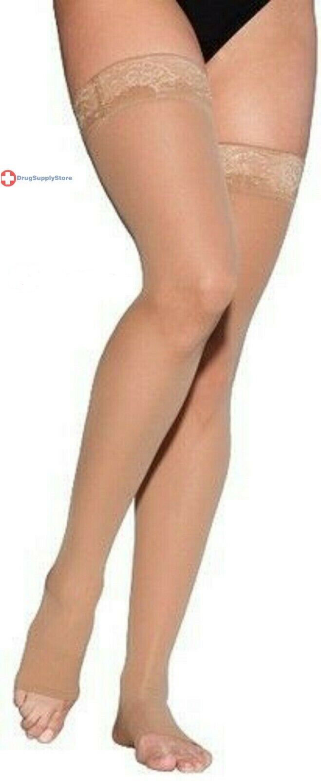 FLA Activa Ultra Sheer Thigh High With Lace Top 9-12 mmHg