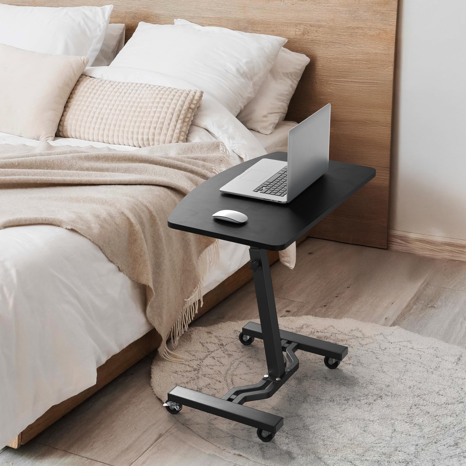 Mobile Height Adjustable Laptop Rolling Cart with Height Adjustment from 28" ...