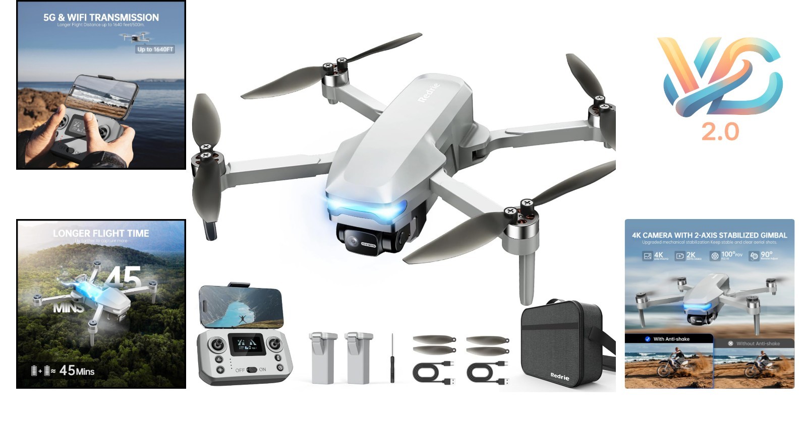 Foldable 4K Camera Drone for Adults with App Control, GPS, 40-45 Min Flight