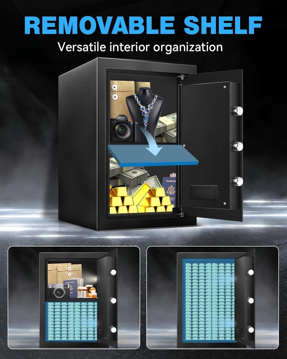Fireproof 2.8 Cuft Home Safe Box with Digital Keypad & Removable Shelf
