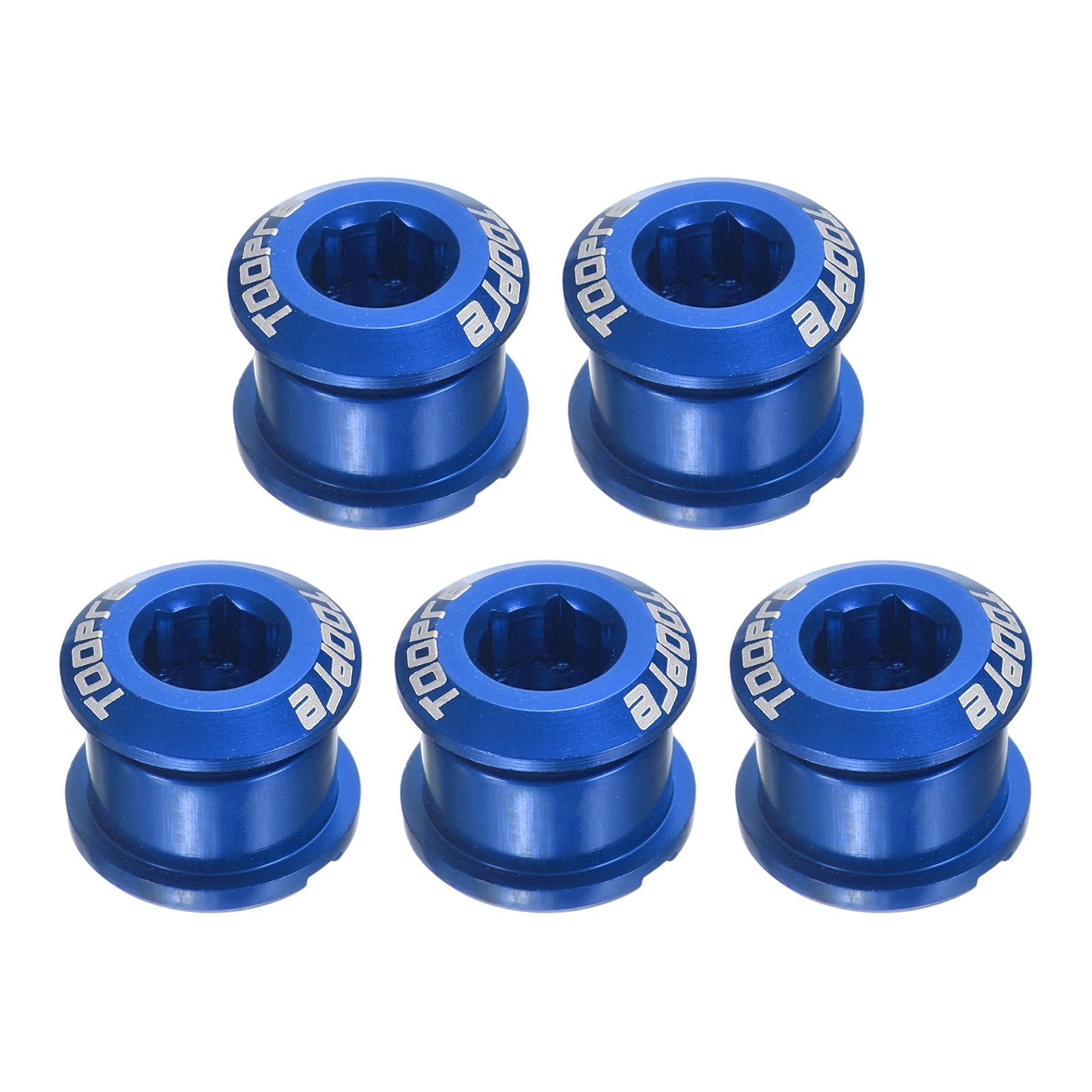 5pcs Single Chain Ring Bolts M8 Aluminum Alloy Bike Chainwheel Screws, Blue