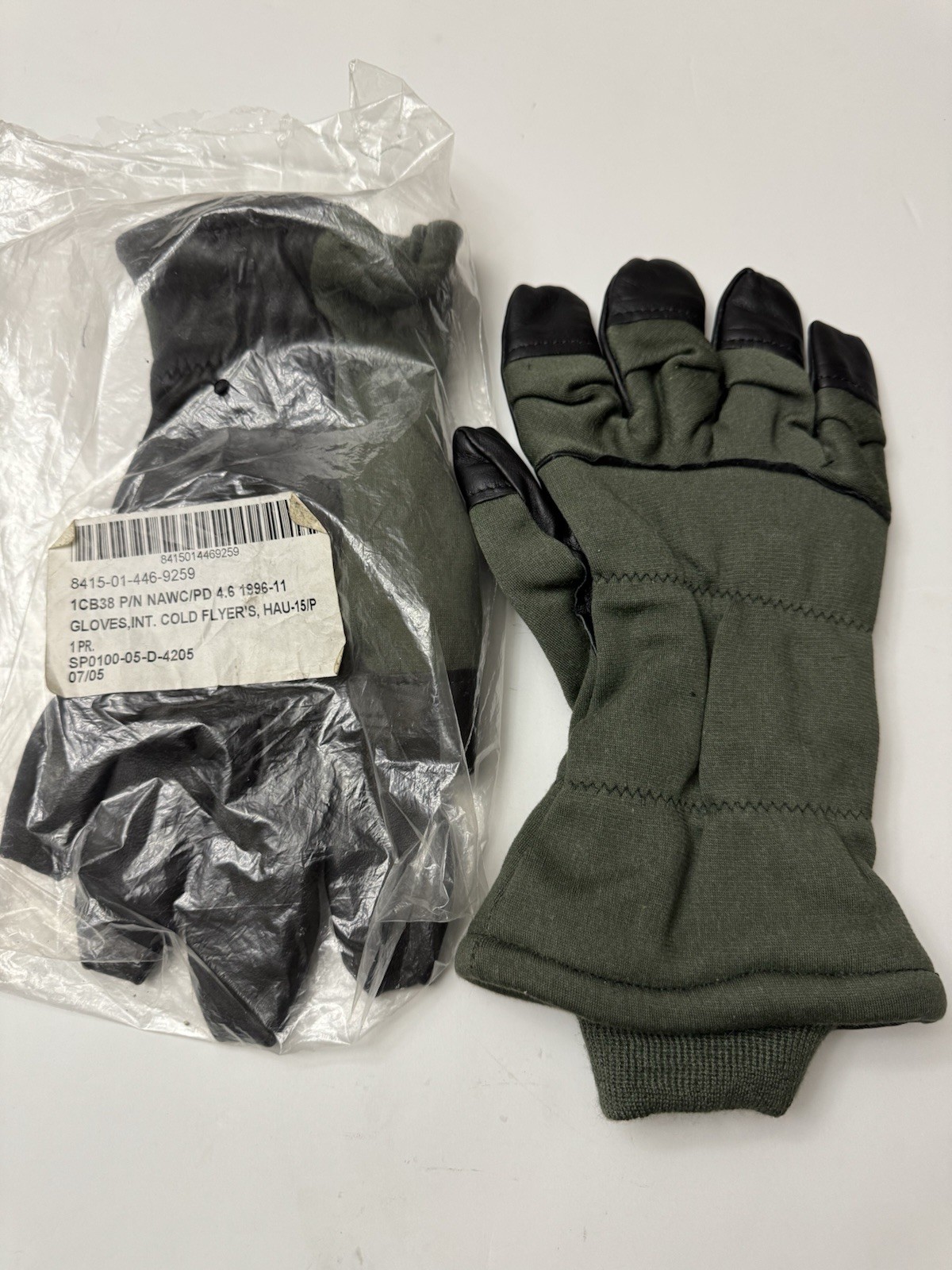 US MILITARY ISSUE Nomex Flyers Glove Leather Cold Weather HAU-15/P Sz 11 Xl. New