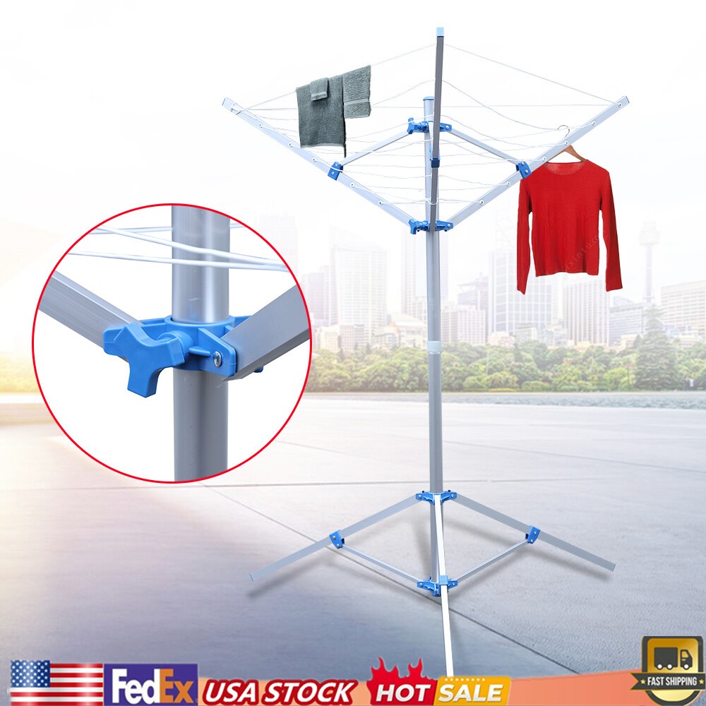 3-Arm Folding Umbrella Style Laundry Dryer Clothes Drying Rack Outdoor Portable