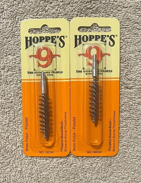 2X Hoppe's Pistol Phosphor Bronze Bore Brush 9mm 1307AP E-7    New In Package