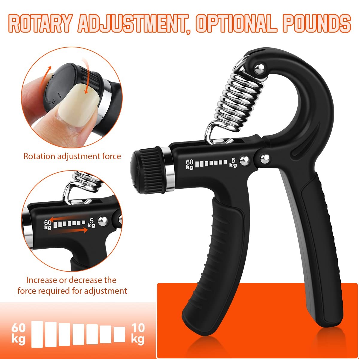 2 Pcs Hand Grip Strengthener Exerciser Hand Workout Squeezer, Adjustable Resi...