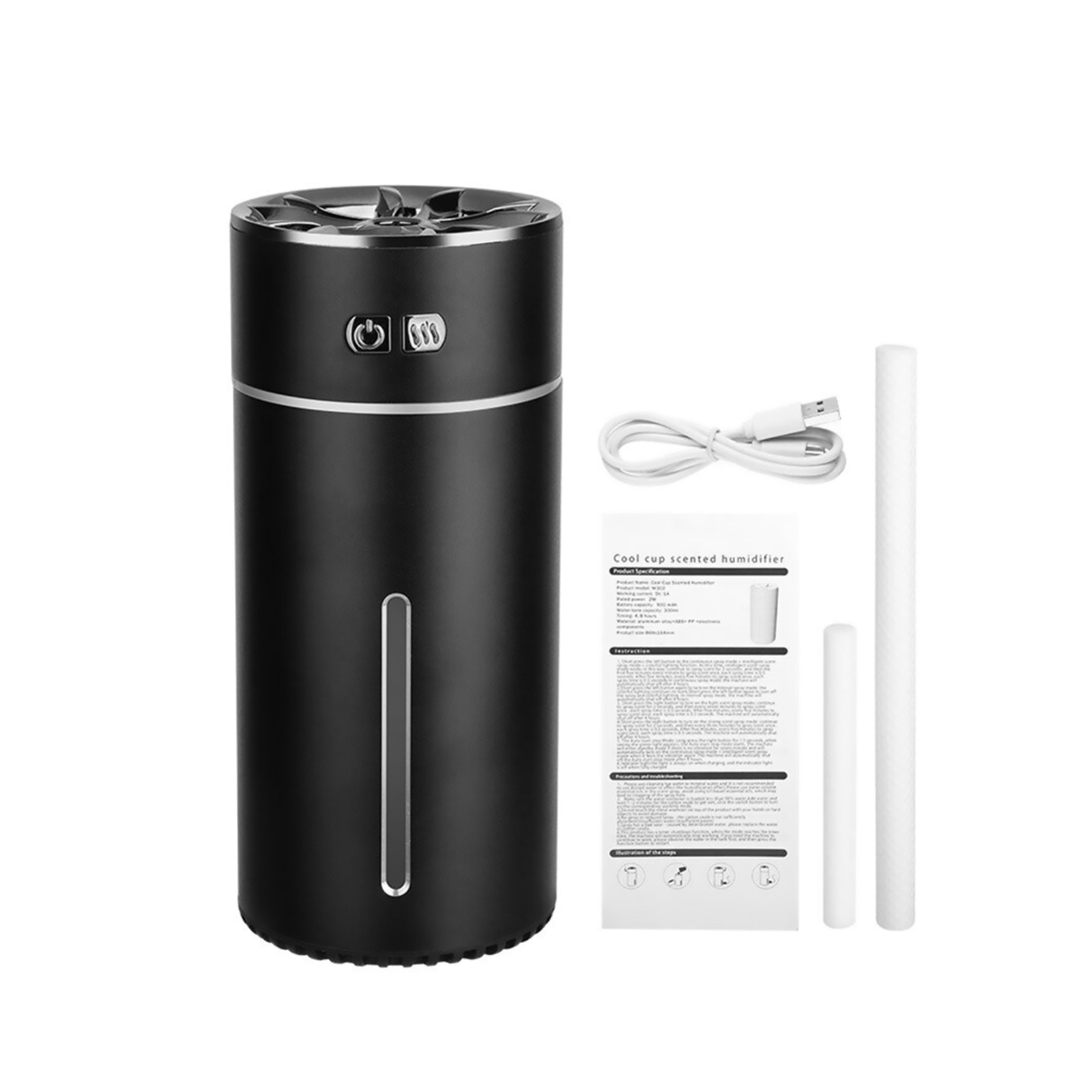 Black 300ml Waterless Essential Aroma Oil Diffuser For Room Office Car Hotel