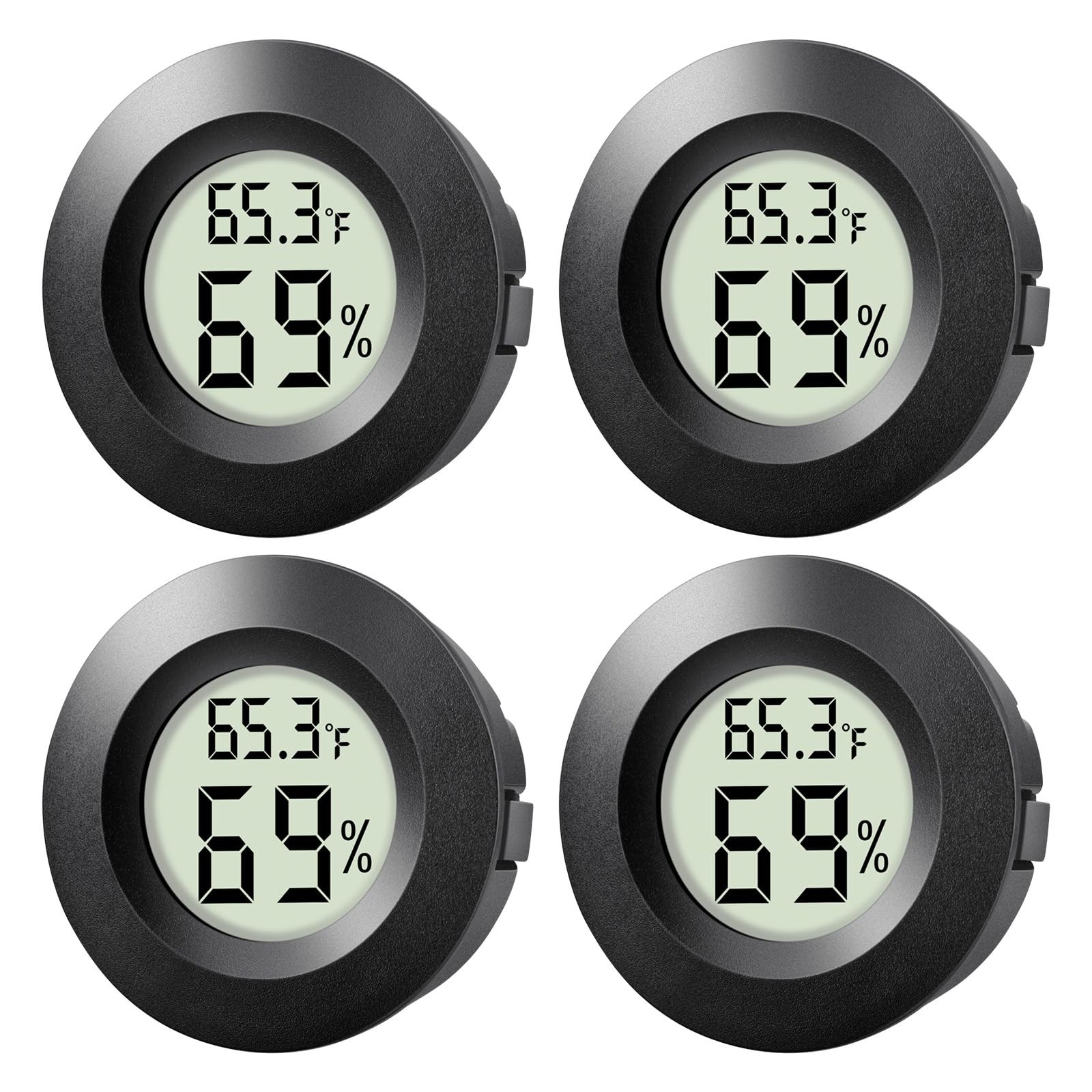 4-Pack Mini Hygrometer Thermometer Indoor Outdoor Round Humidity Meter, Small...