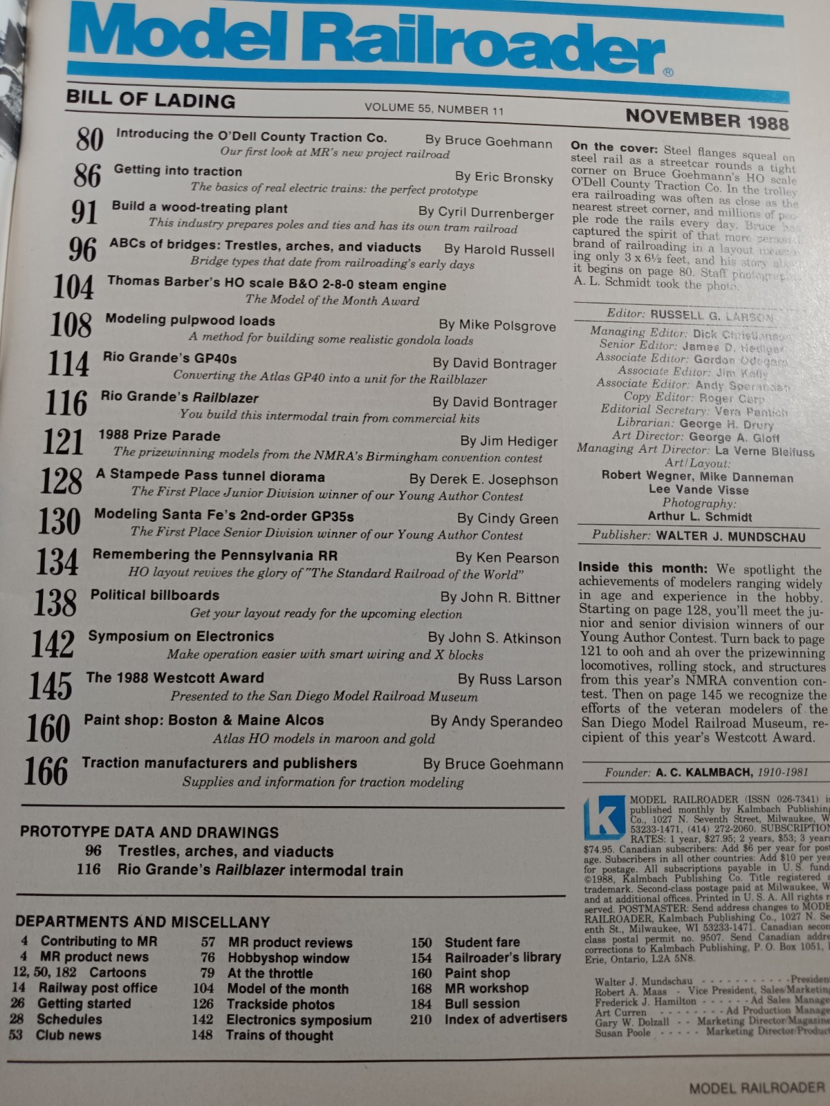 Model Railroader Magazine (November, 1988)
