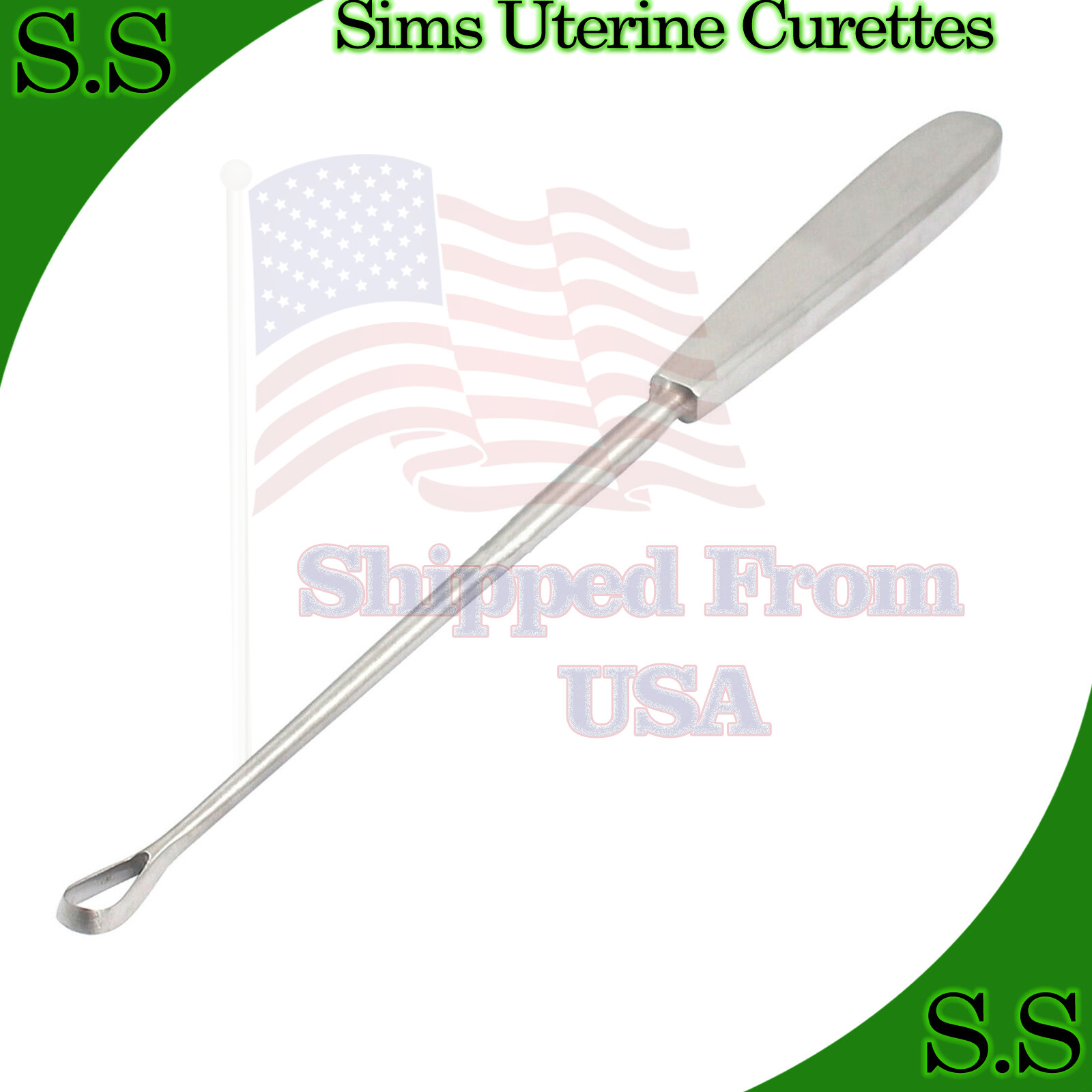 Sims Uterine Curettes 11" (27.9cm), Sharp Blade, Size 6