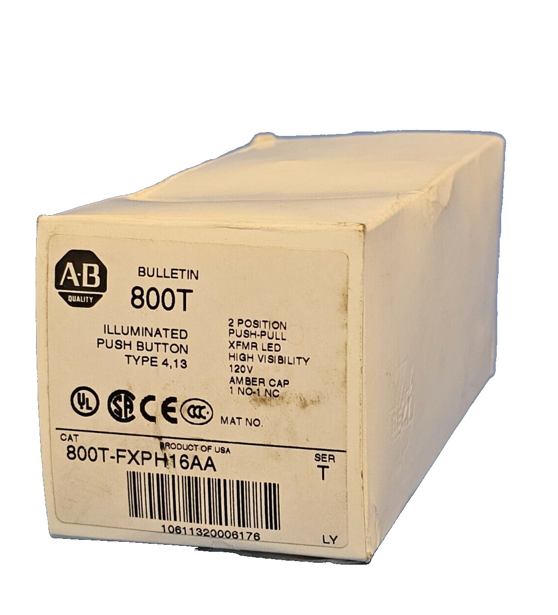 NIB ALLEN BRADLEY 800T-FXPH16AA 2-POS. PUSH-PULL PUSH BUTTON SER. T