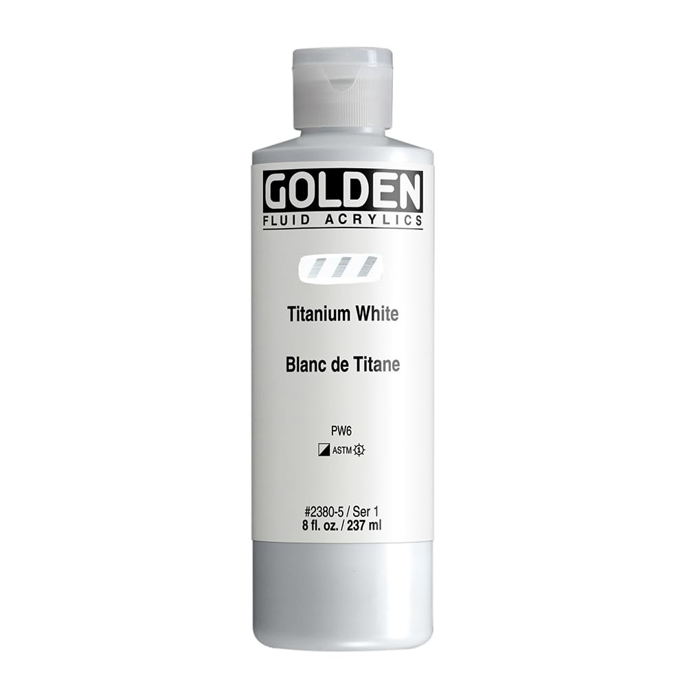 GOLDEN Fluid Acrylics, Titanium White, 8 8 Fl Oz (Pack of 1), White
