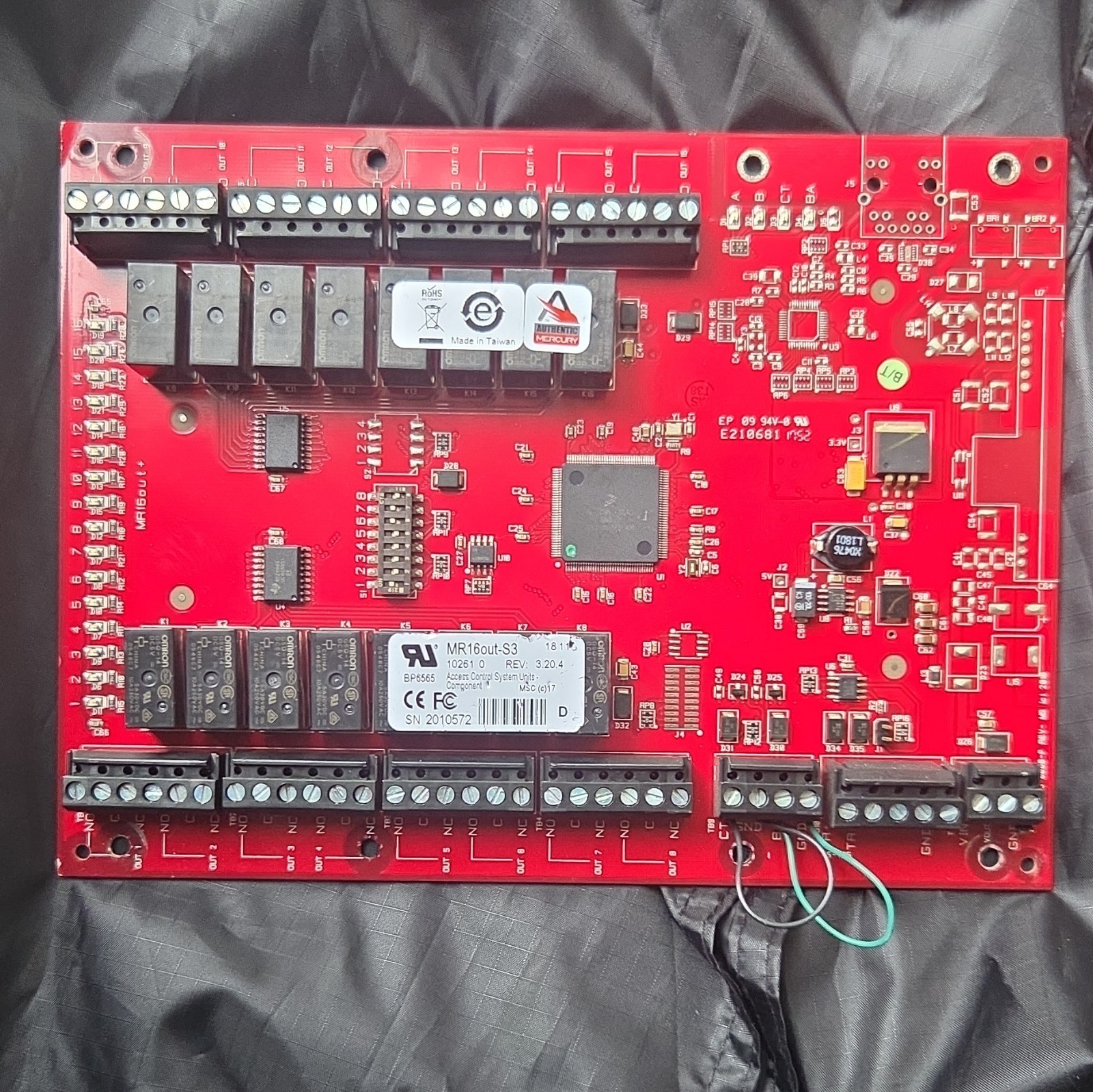Mercury Security MR16OUT-S3 Output Control Module Board PCB, MPN MR16OUT-S3