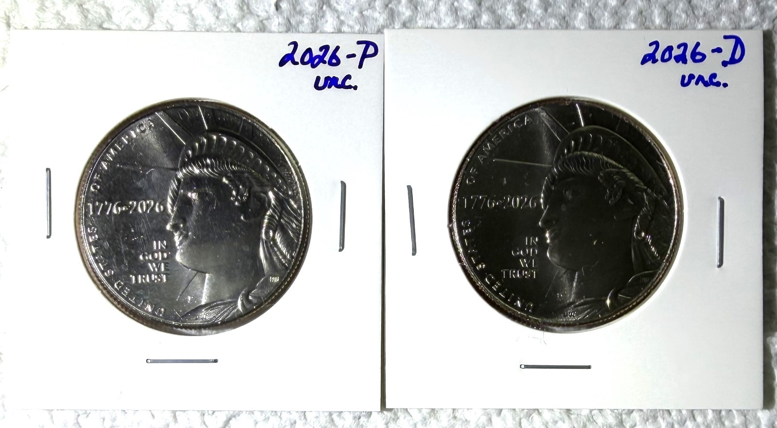 2026 P & D Enduring Liberty Half Dollar 2 SemiQ Coins BU in flips ⭐ SHIPS NOW