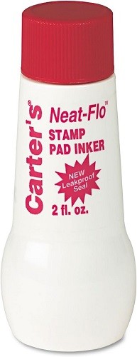 Avery 21447 Carters Neat-Flo Stamp Pad Inker, 2 Fl. Oz Bottle, Red Ink, 1/Each