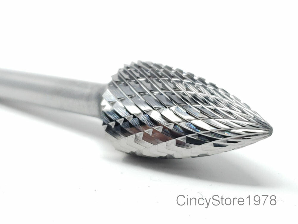 SG6D Tree Shape Tungsten Carbide Burr Bur Cutting Tool Die Grinder Bit 1/4"