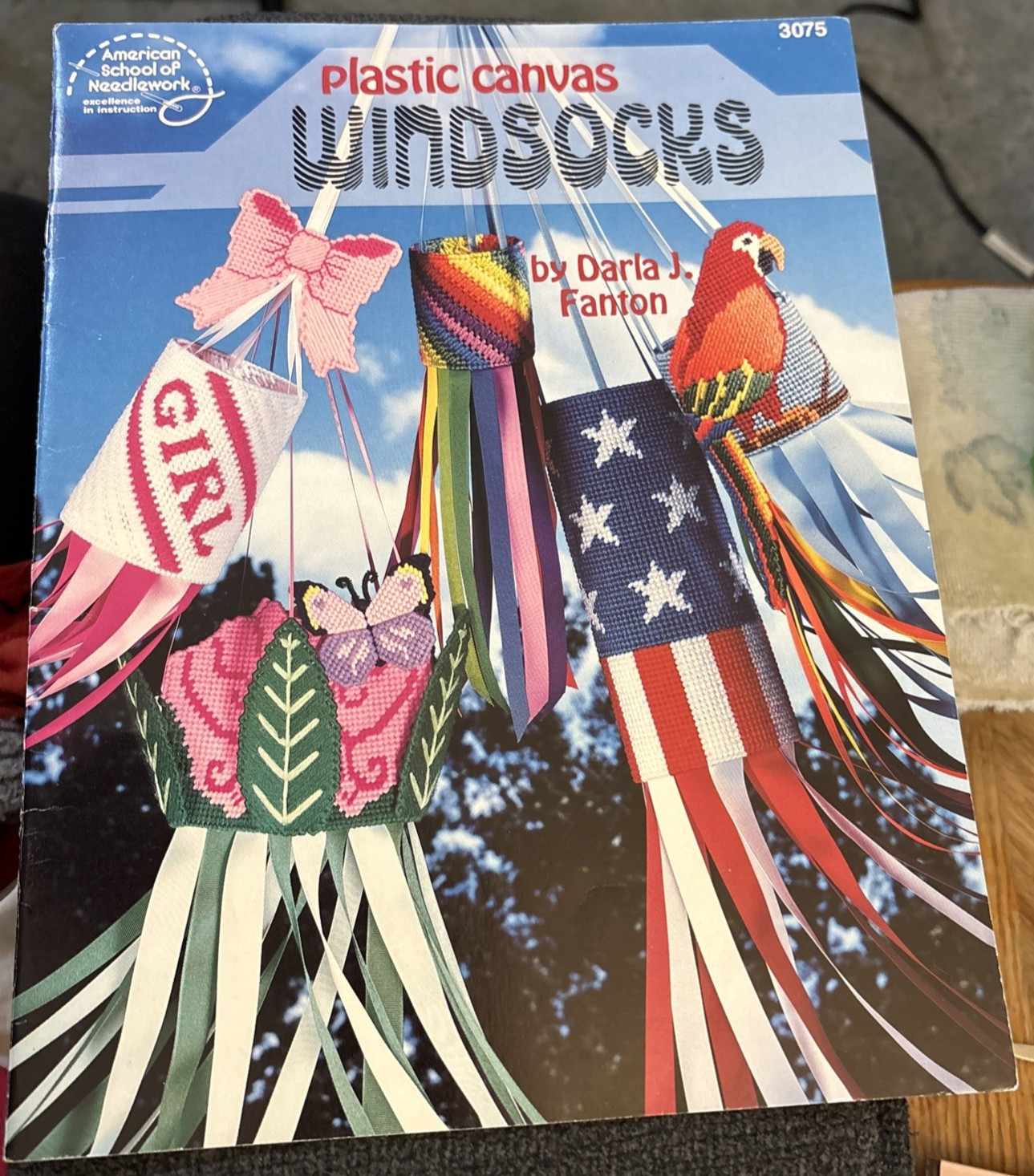 Vtg Rare American School of Needlework PLASTIC CANVAS WINDSOCKS 1990 Bk 3075