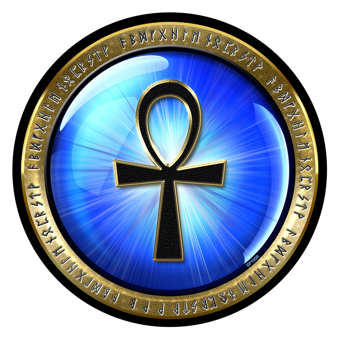 Ankh Blue Rune Round Sticker - Car Truck vinyl Decal Egyptian Key Life SP1009