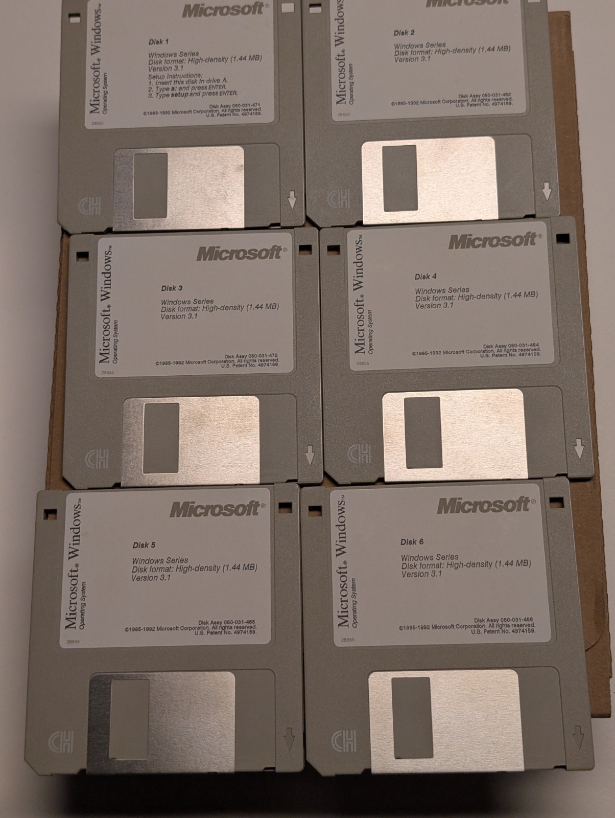 Microsoft Windows 3.1 Operating System Vintage PC Software Complete 6 Disk Set