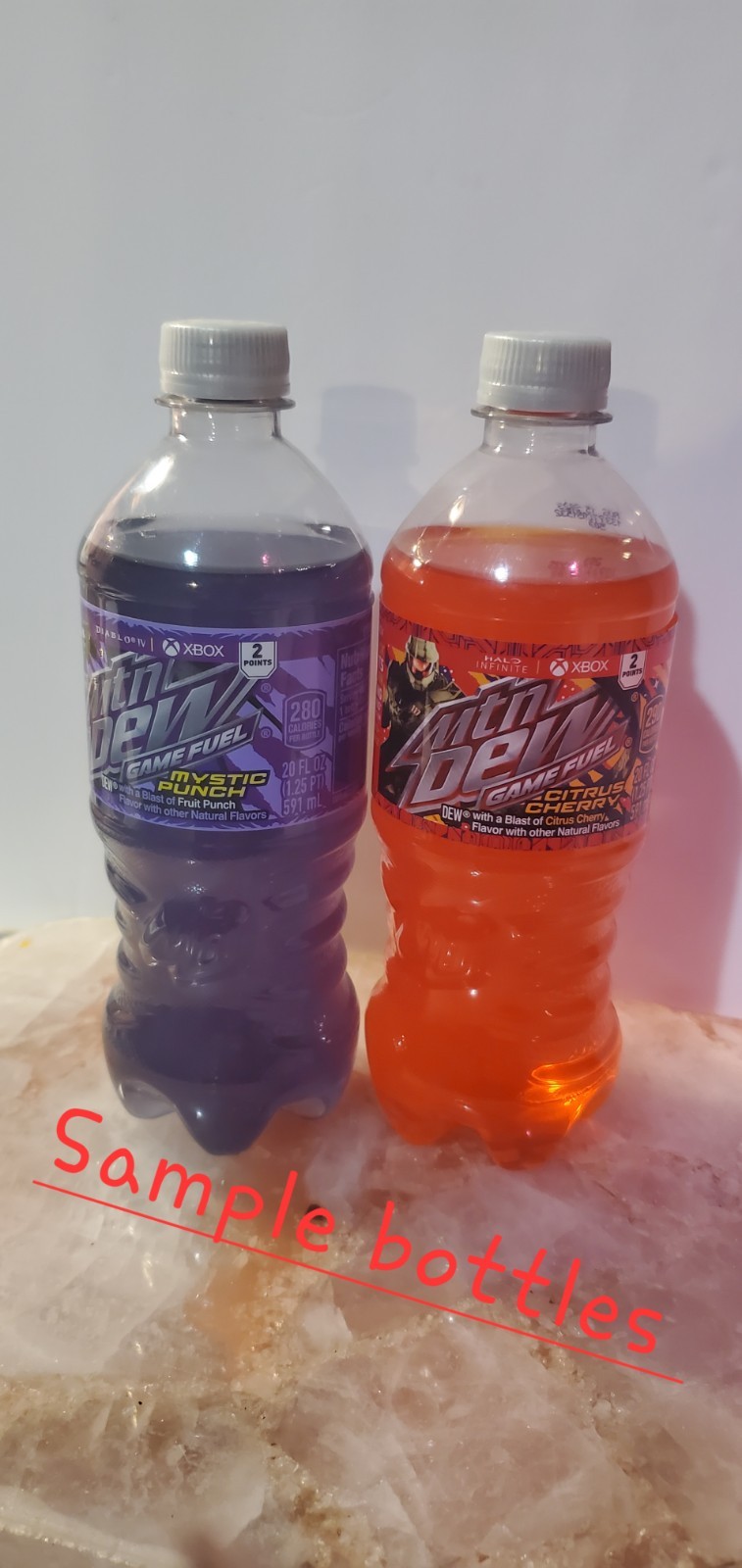 (SAMPLE Bottles) Mountain Dew Game Fuel Citrus Cherry & Mystic Punch Sealed