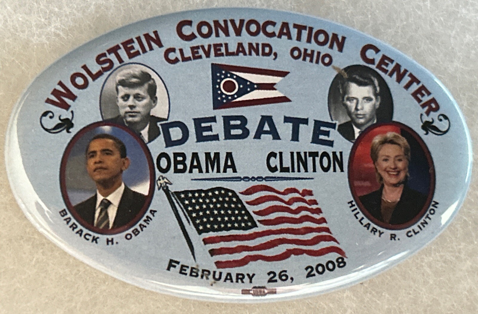 Wolstein Convocation Center Cleveland DEBATE Obama Clinton Feb 26, 2008 pinback