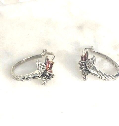 MULTITONE 925 STERLING SILVER AND COLORLESS TOPAZ ORCHID EARRINGS