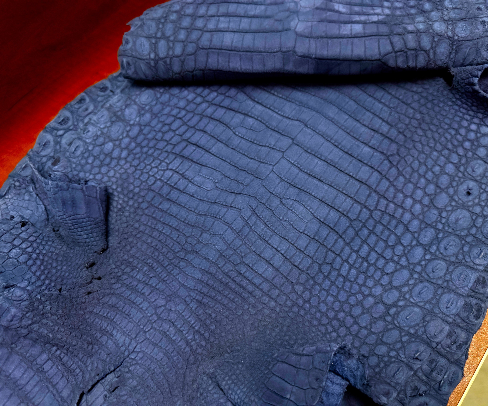 Crocodile Suede Leather Malta Blue Color (suede)