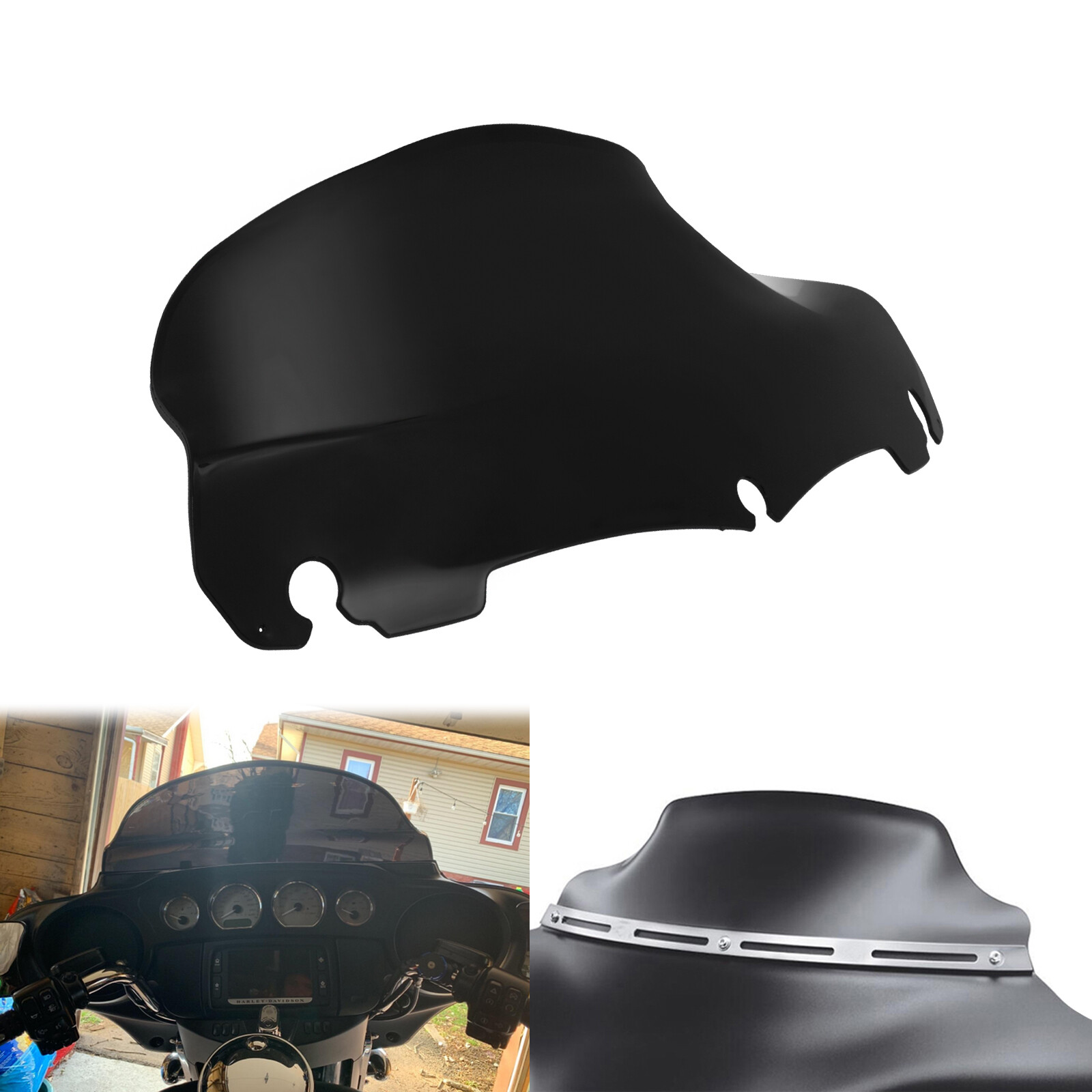 9" Black Wave Windshield Windscreen Fits For Harley Electra Tri Glide 2014-2023