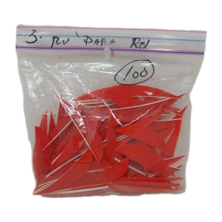 100 Pack Archery Arrow Feathers 3" Right Wing: Parabolic Bright Red