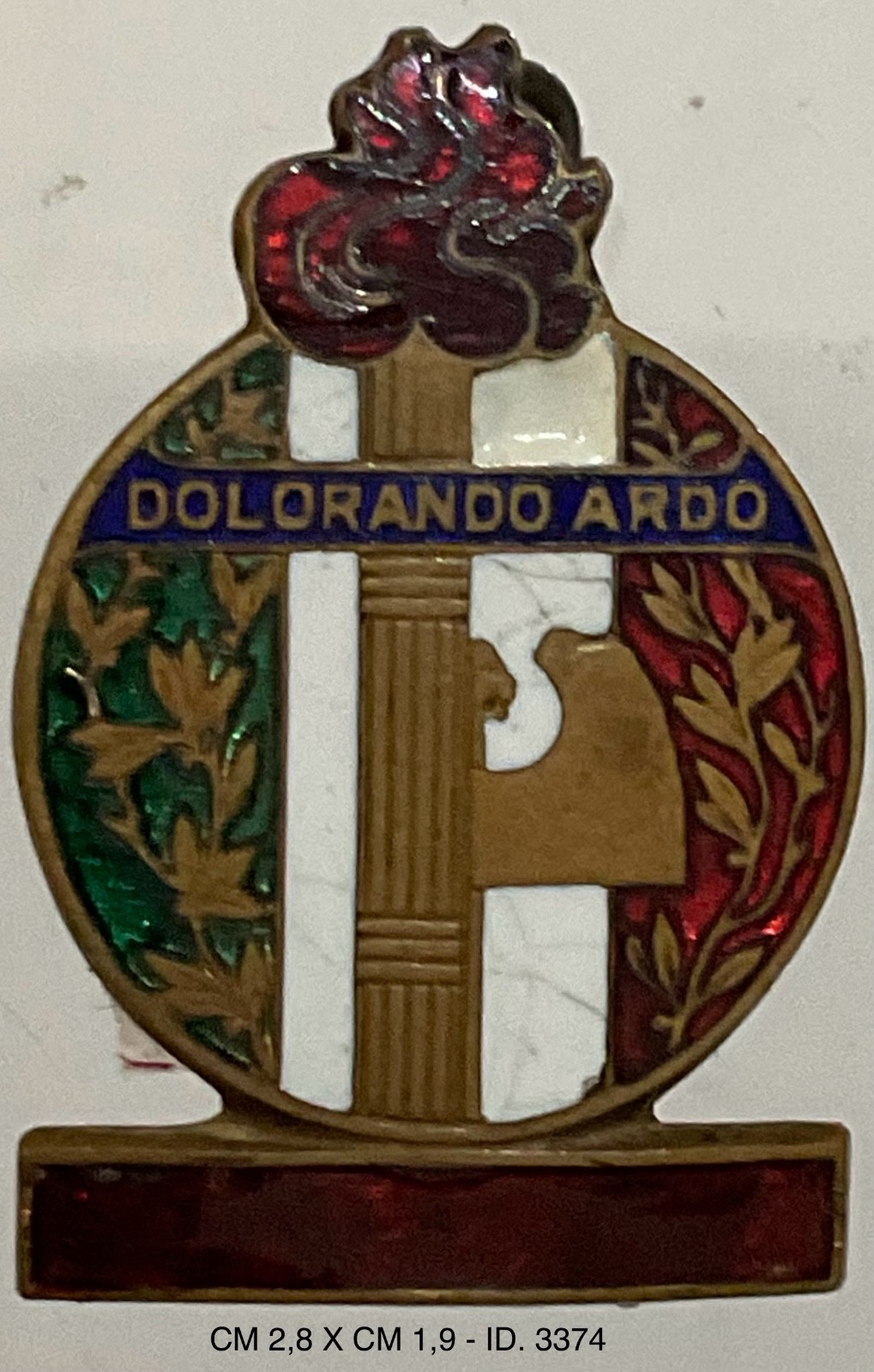 MVSN DOLORANDO ARDO DISTINTIVO MUTILATO IN AZIONE PARTITO NAZIONALE F. PNF 1935
