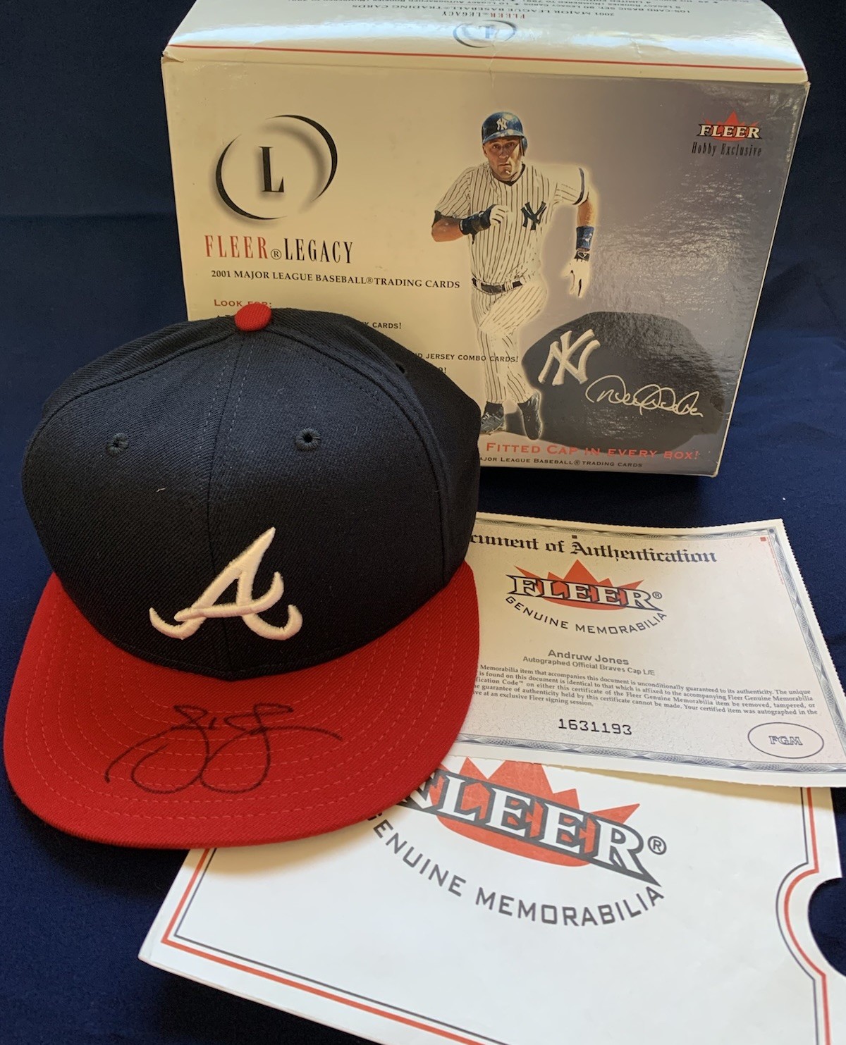 ANDRUW JONES Fleer Genuine Official Atlanta Braves Cap w/COA Legacy 2001 HOF ‘26