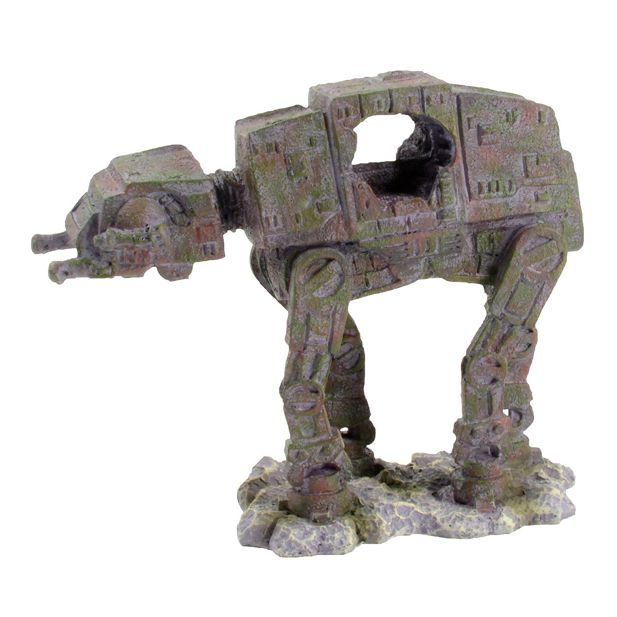 Small Space Battle Tank Aquarium Ornament – Sci-Fi Walker Decor– Fish-Safe Resin