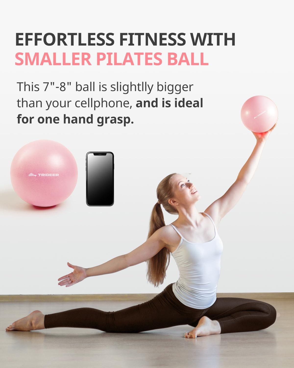 Pilates Ball 7-8 in with Pump, Small Exercise Therapy Ball for Yoga, Barre, C...
