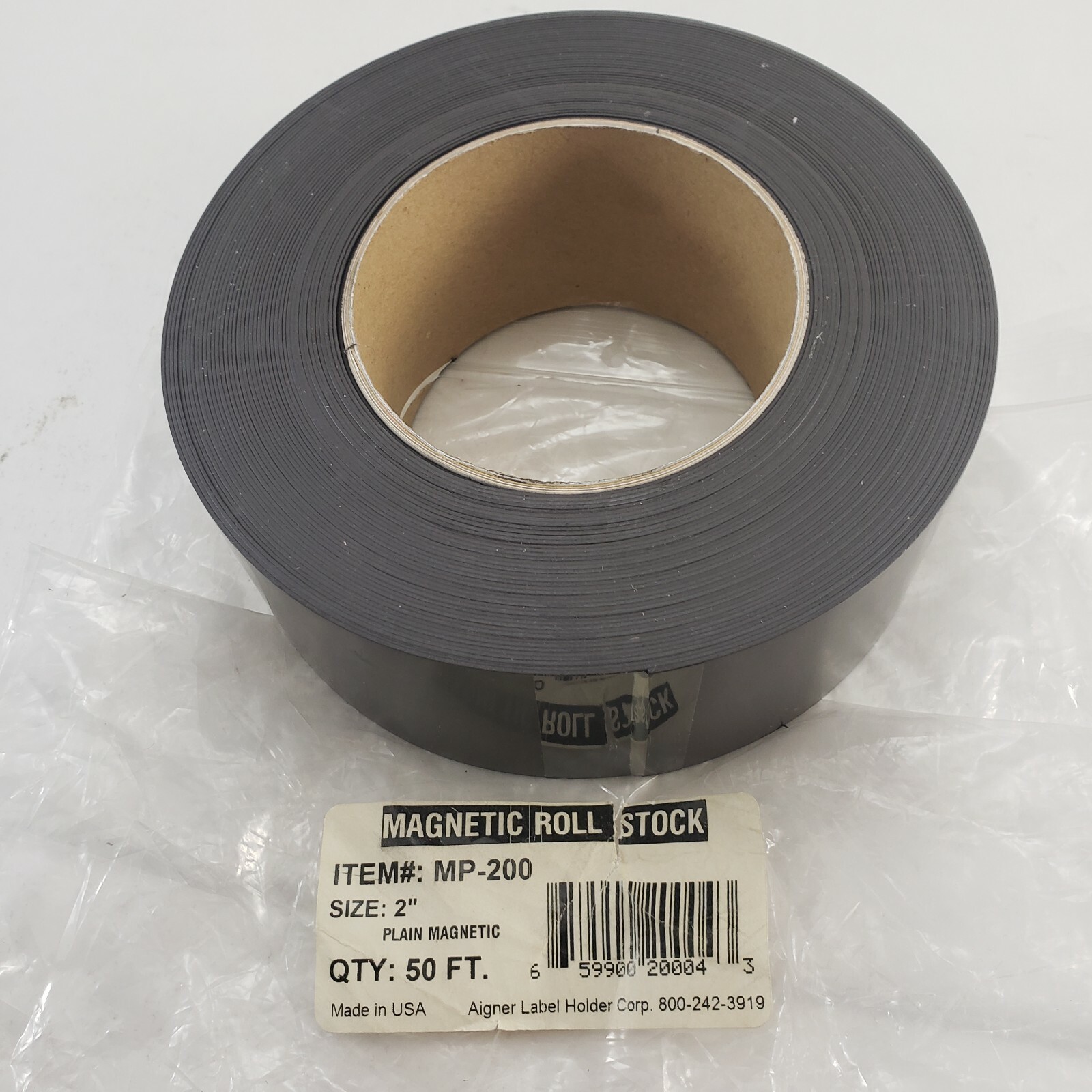 Magnetic Roll Stock Black Aigner Index 50' x 2 Warehouse Magnet Strip Label Roll