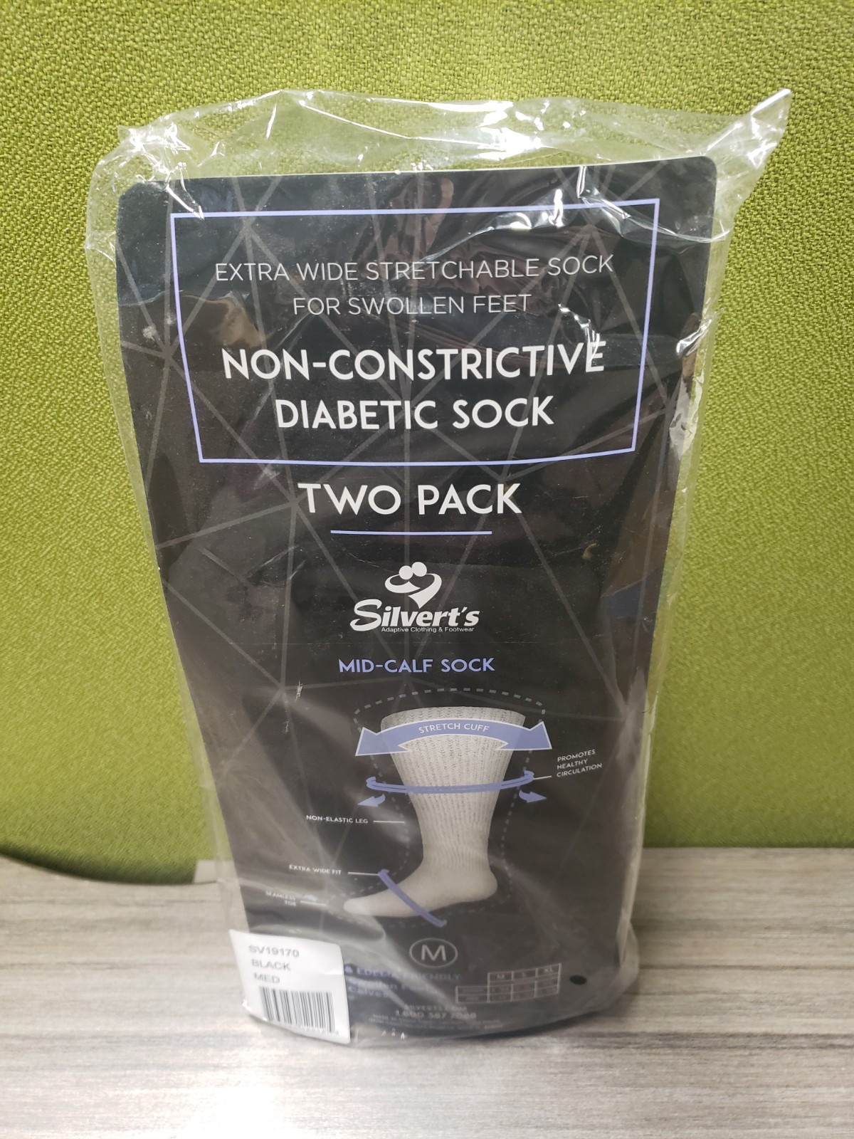 Silvert’s Diabetic Socks 2 Pair Non-Constrictive Medium Womens 8-10.5 Mens 7-9.5