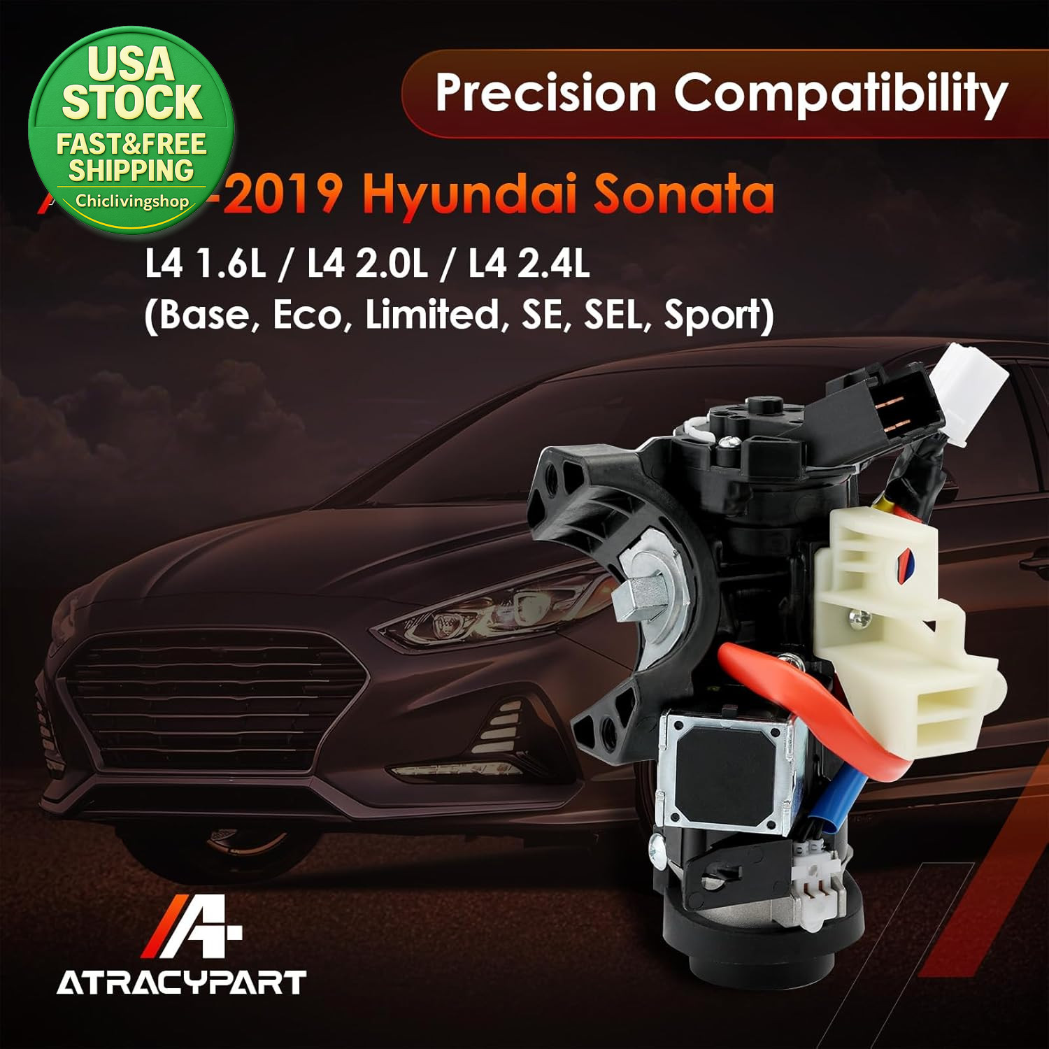 Ignition Lock Cylinder Switch Assembly for 2015-2019 Hyundai Sonata Keys
