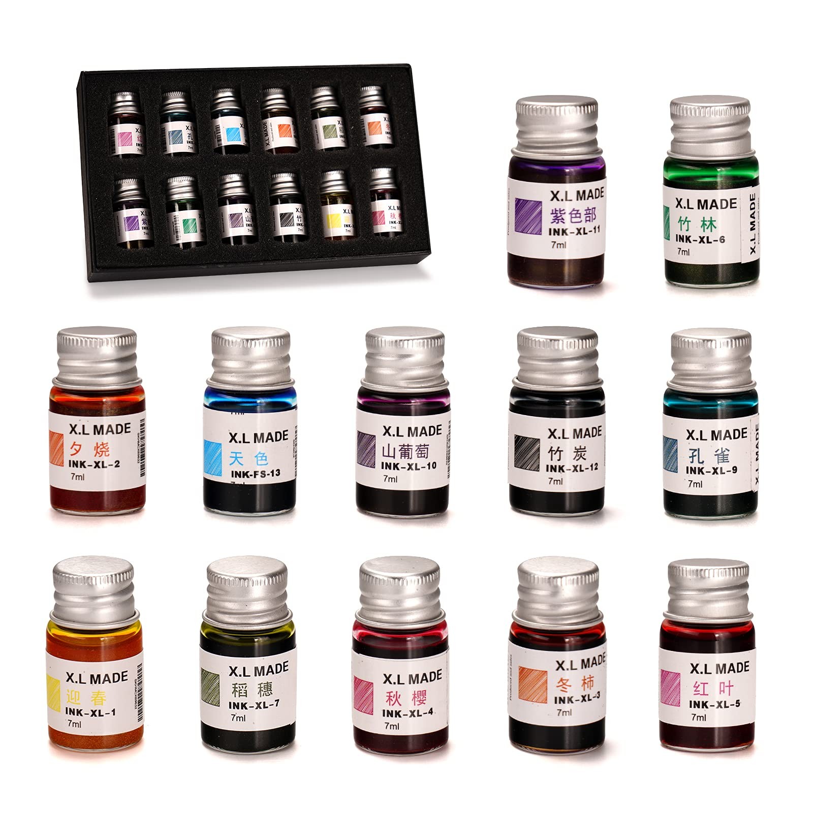 AOMAYLL Drawing Inks,Calligraphy Inks, 12 Colorful Dip Pen Ink Set for Writin...