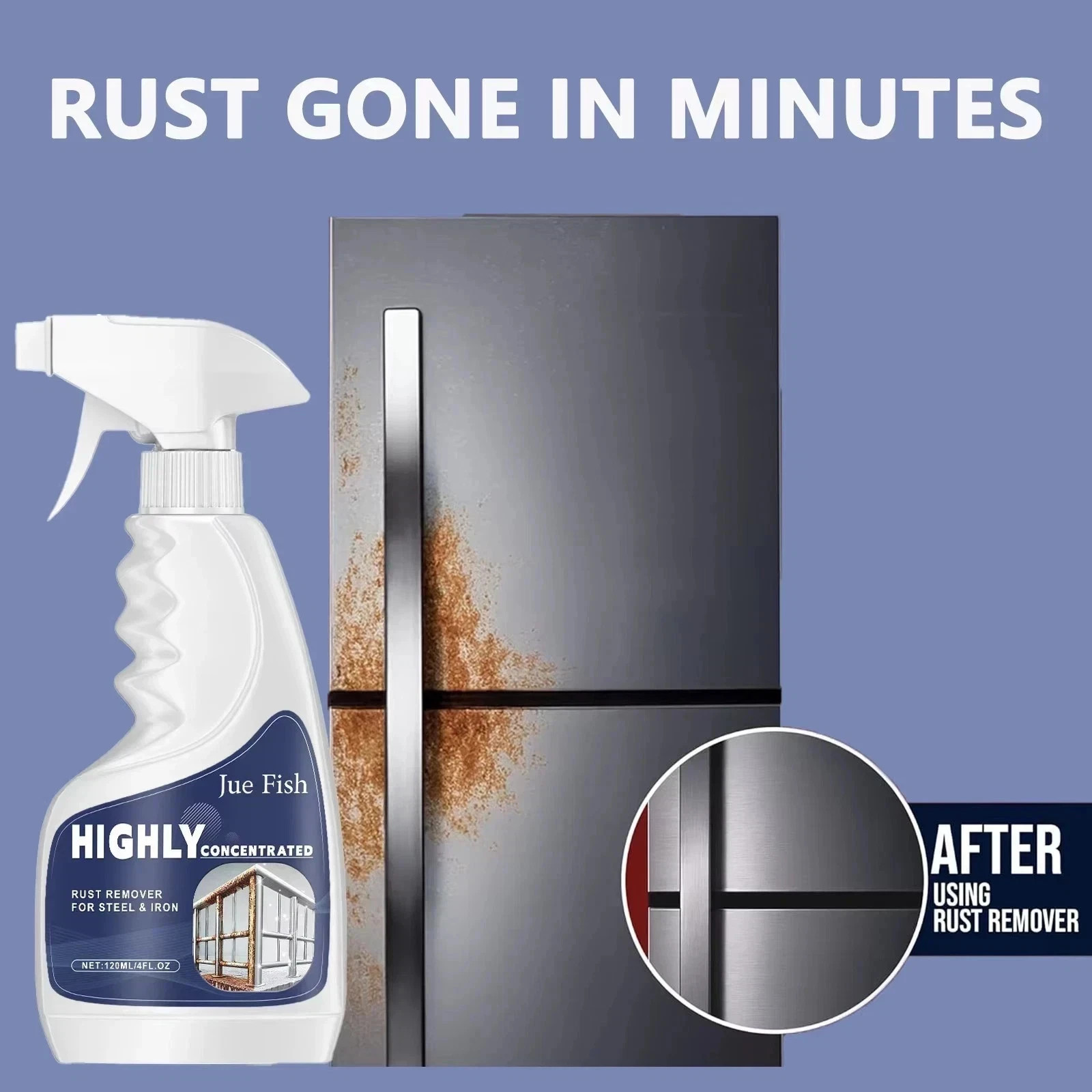 Industrial Rust Remover 120ml Highly Concentrated Fast Acting Steel Iron Cleaner