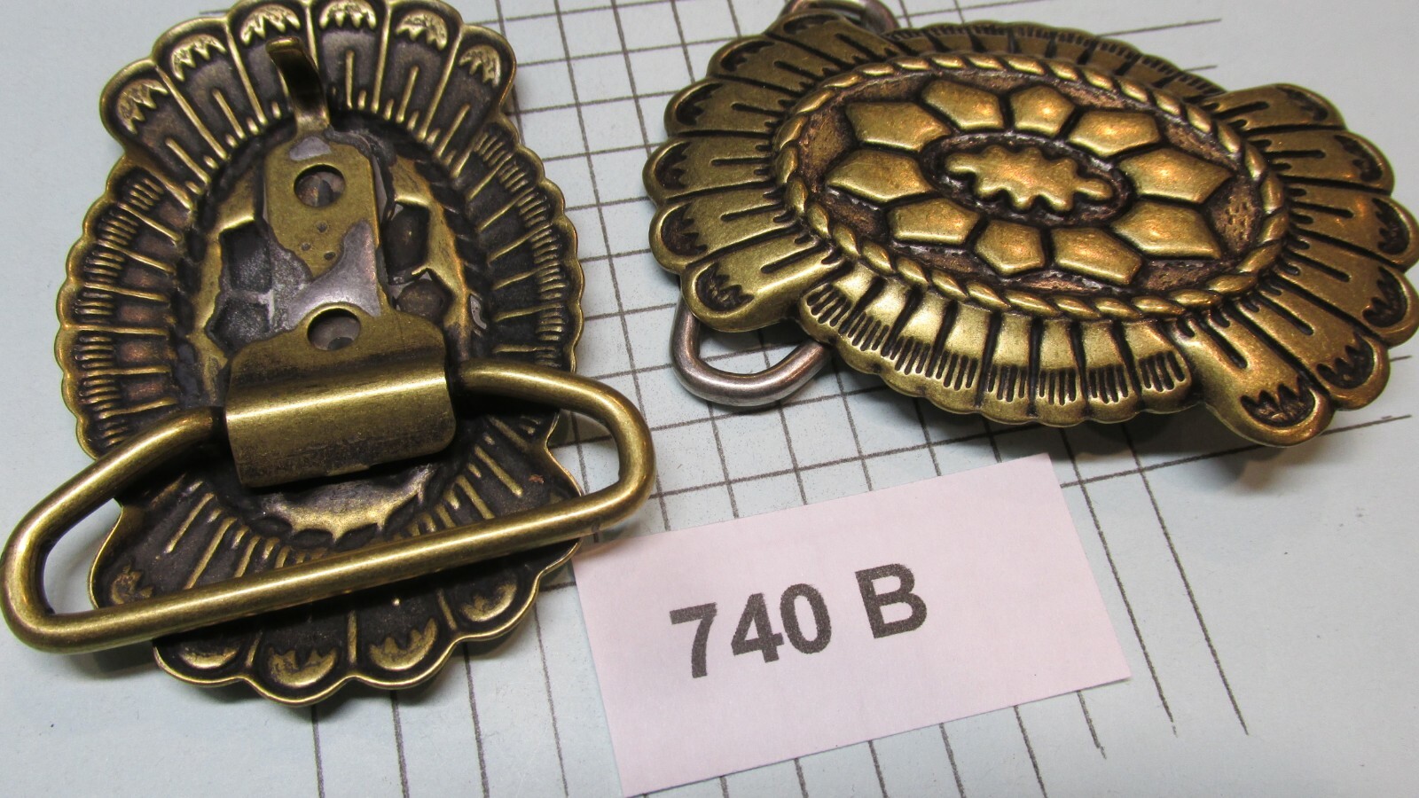 TRINITY CONCHO BUCKLE 740 B Solid Brass VINTAGE High Quality USA Leather Crafts
