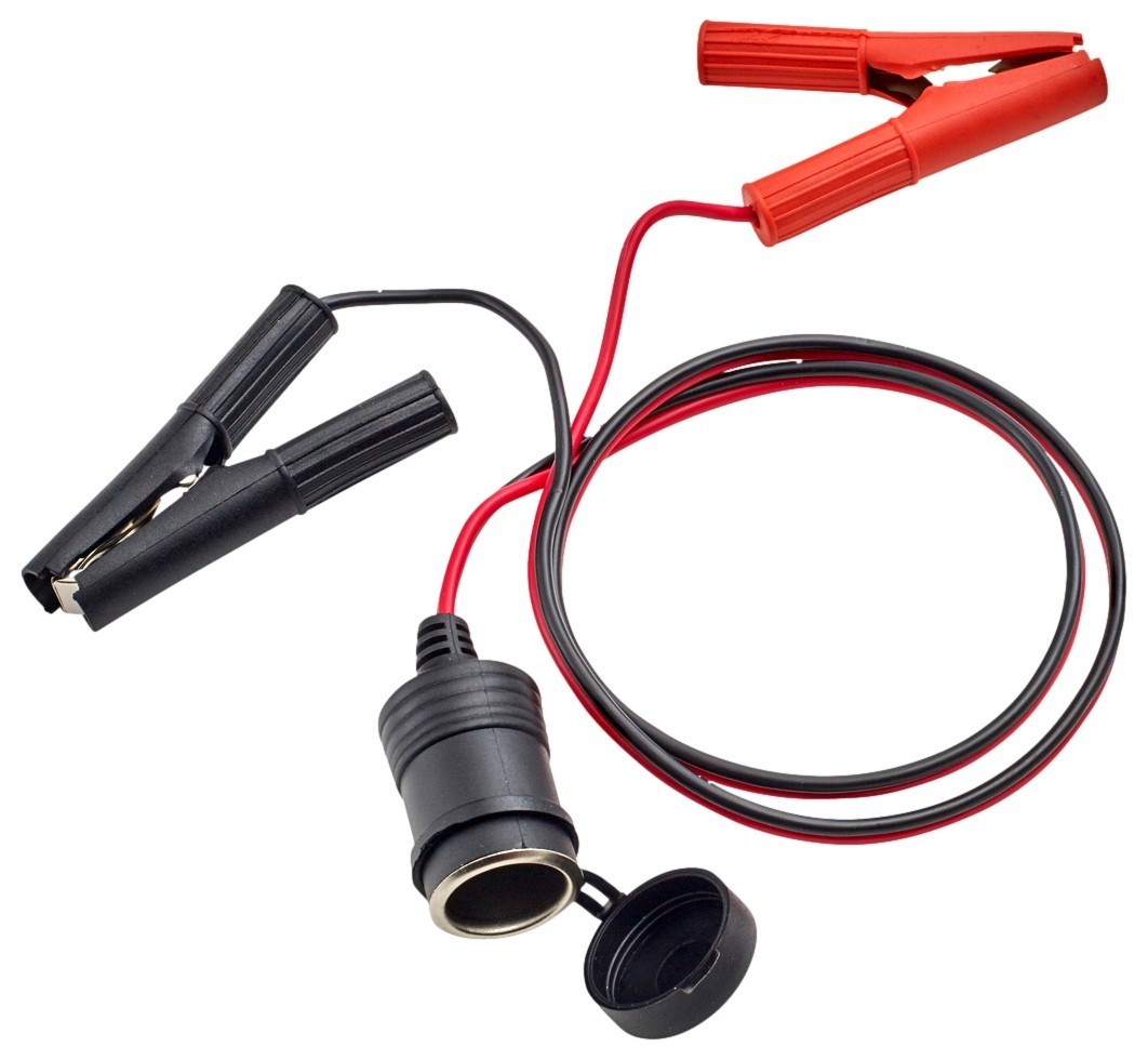 RoadPro RPPSAPS 12V 10A Battery Clip-On Adapter with 2ft 14AWG Wire and Socket