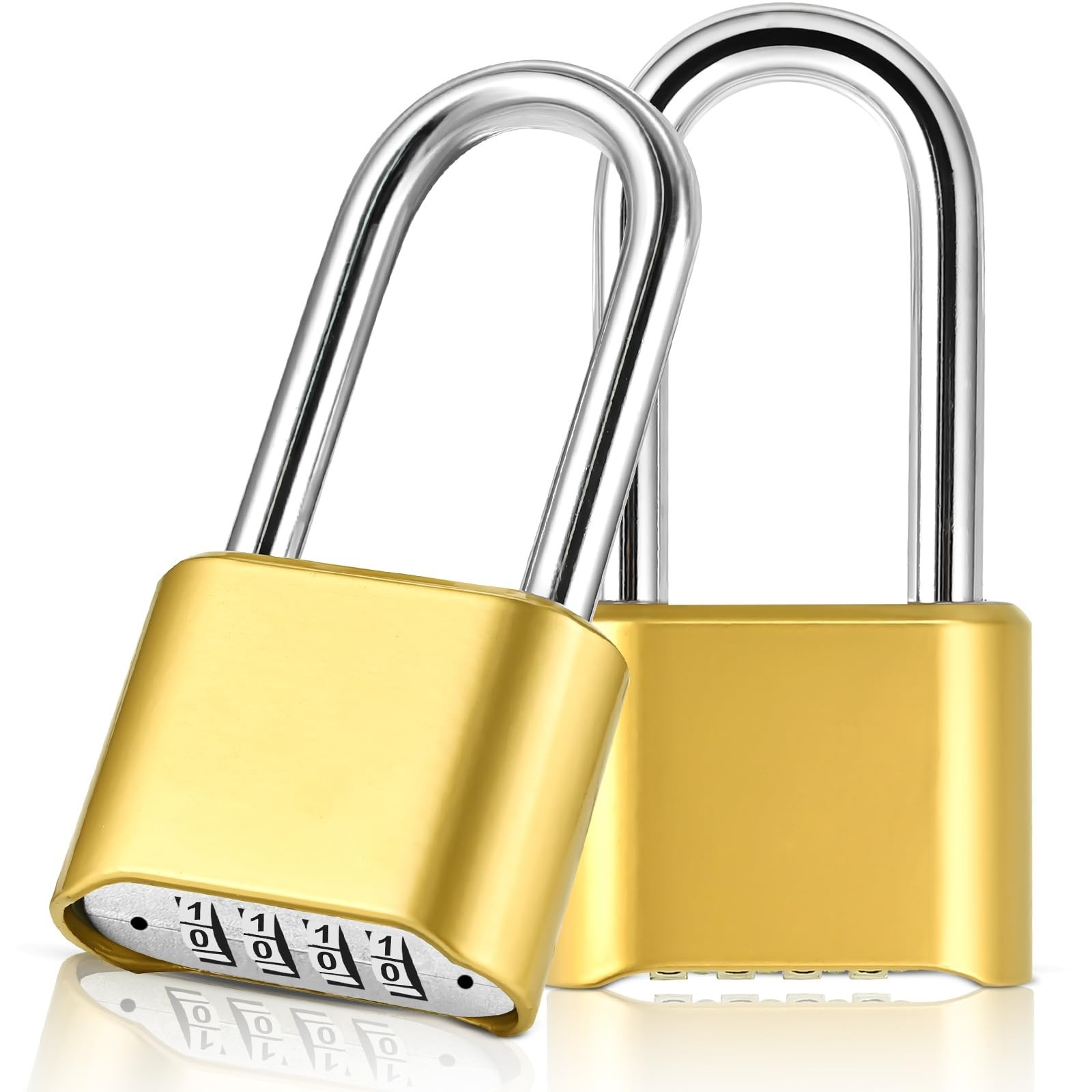 Heavy Duty 4-Digit Combination Padlock - Weatherproof Gym & Outdoor Lock, 2 Pack